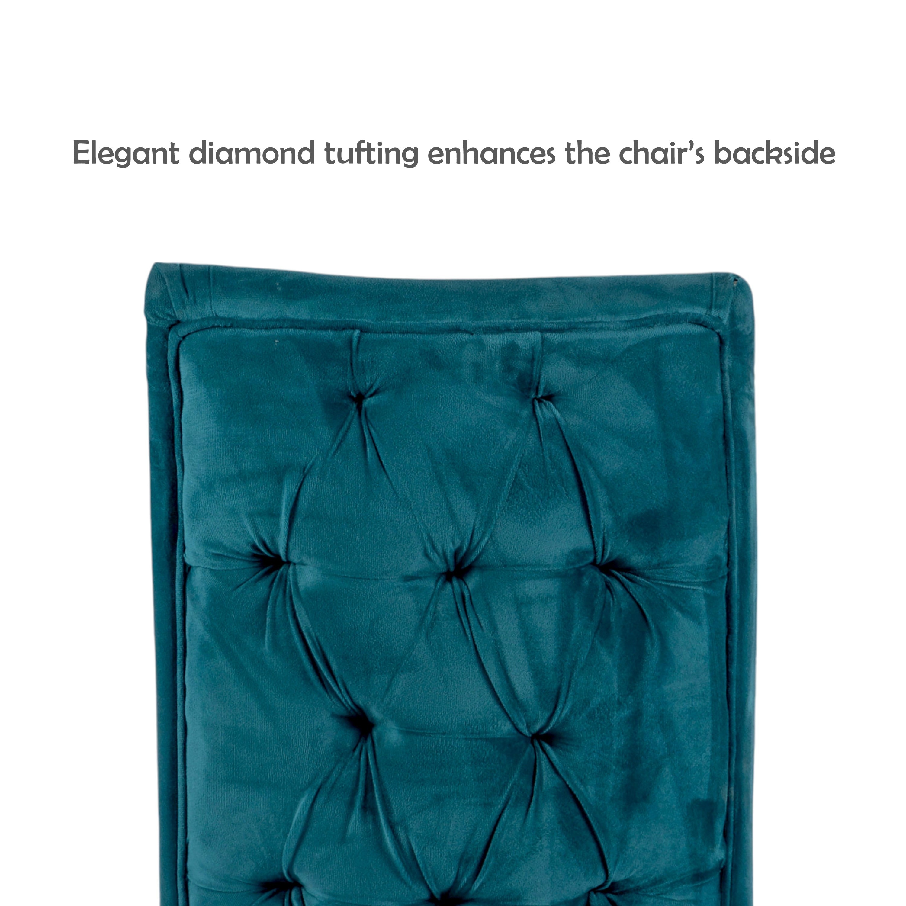 Oliver wood Dining Chair in Turquoise Sea Velvet Upholstery with SILVER FINISH