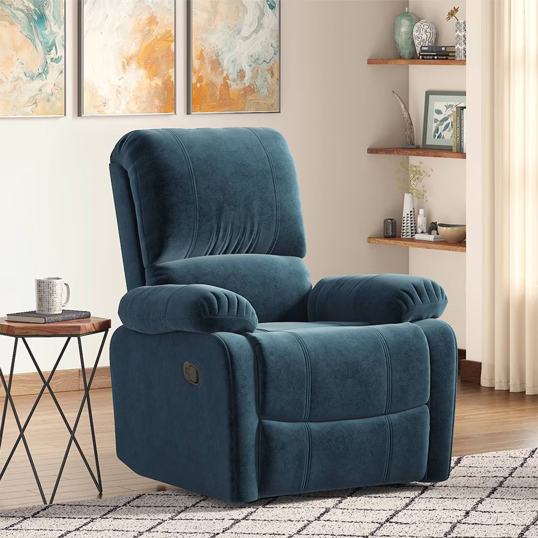 Edison Single Seater Recliner in Pebble Blue Colour
