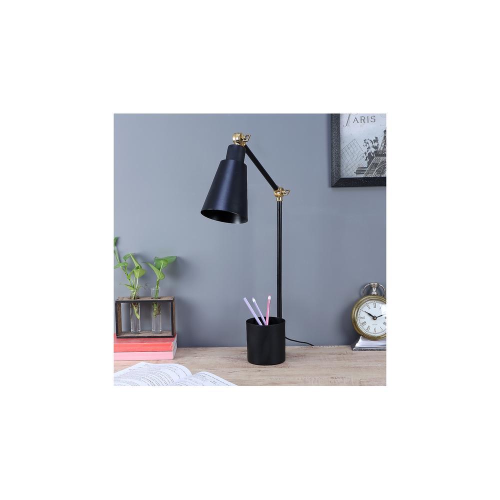 Designer Black Study Lamp With Metal Base