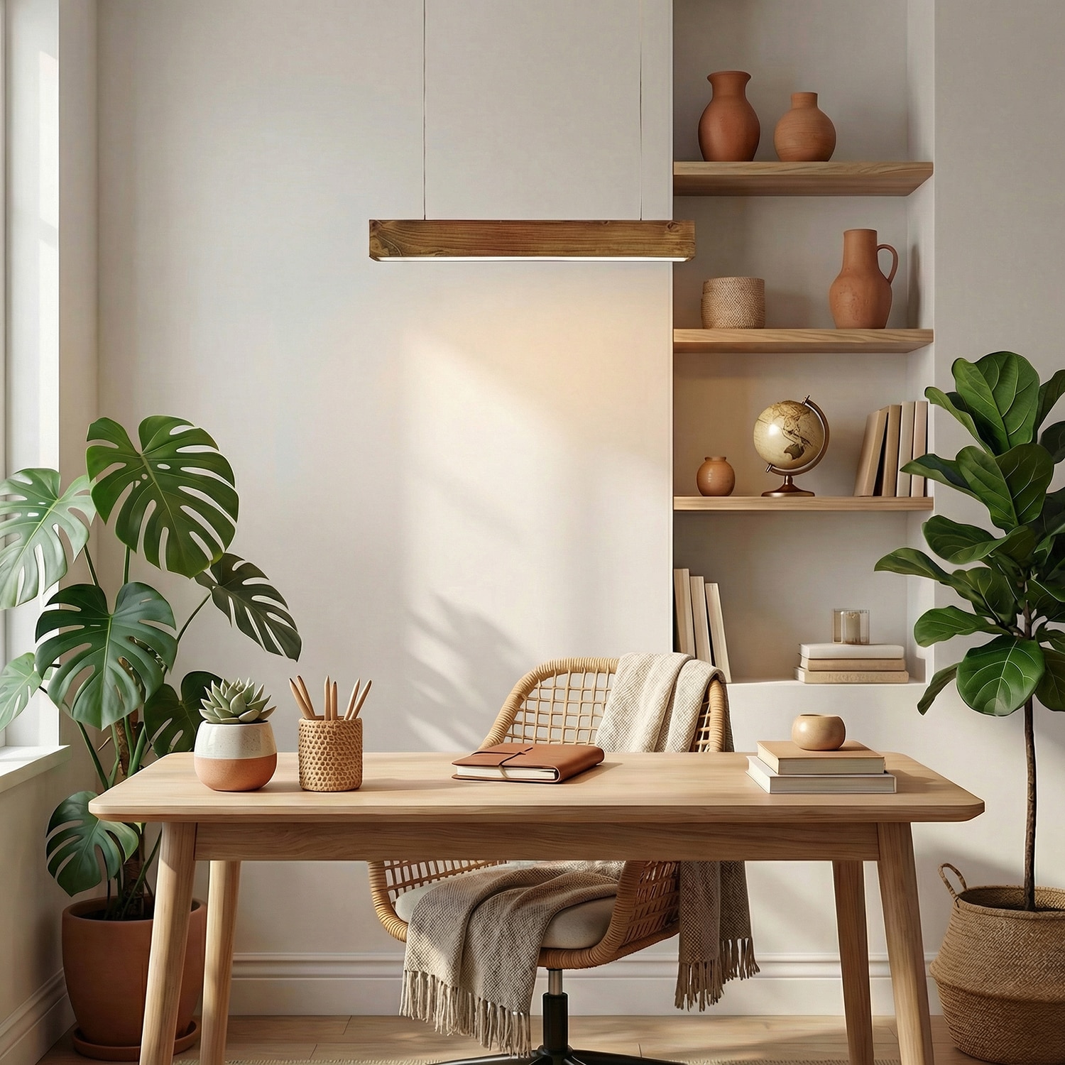 Slimline 24 Brown Wooden LED Hanging Lamp - Symplify