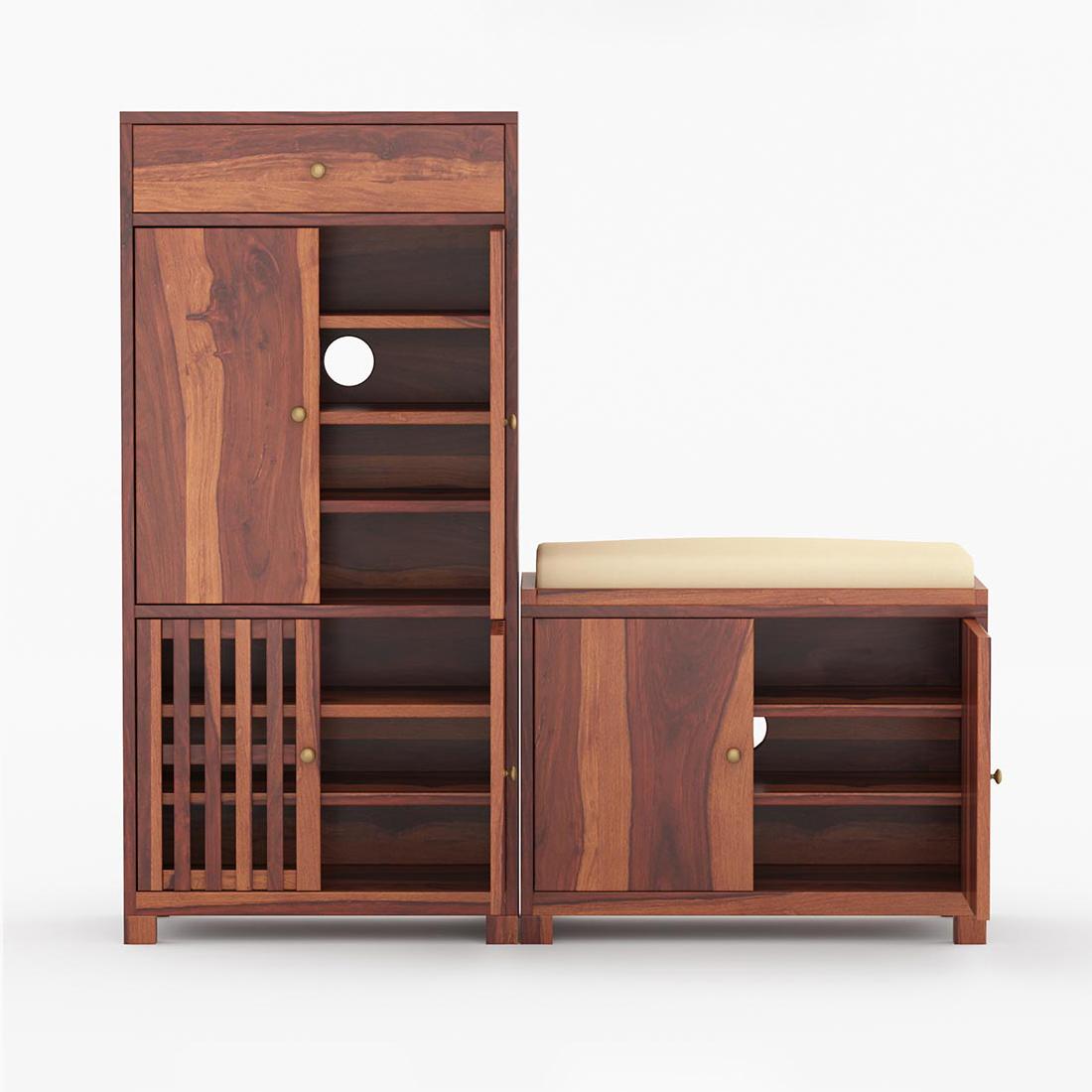 Parker Shoe Rack Of 40 Pairs In Honey Oak Color