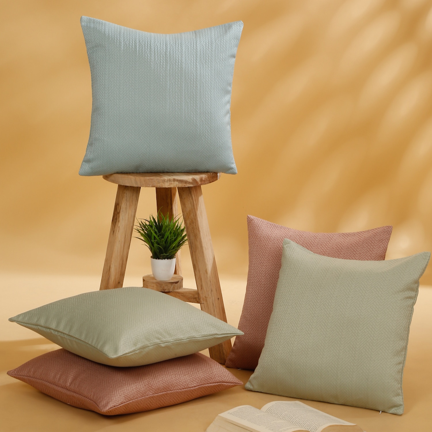 Set Of 5 Jacquard Square Cushion Covers - Rosarahome