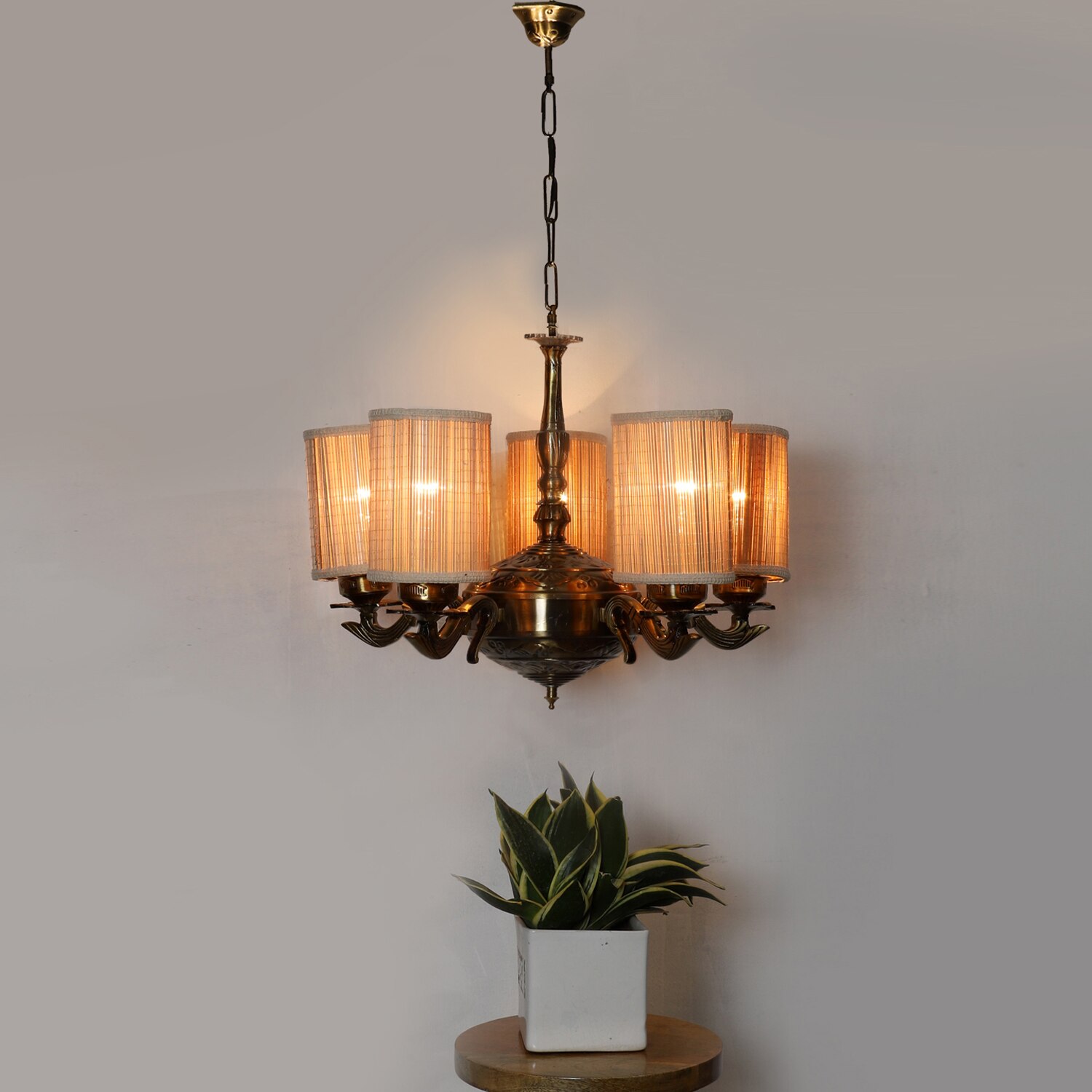 Devansh Dual Steel Metal  Wallmounted Lamp With Beige Jute  Shade