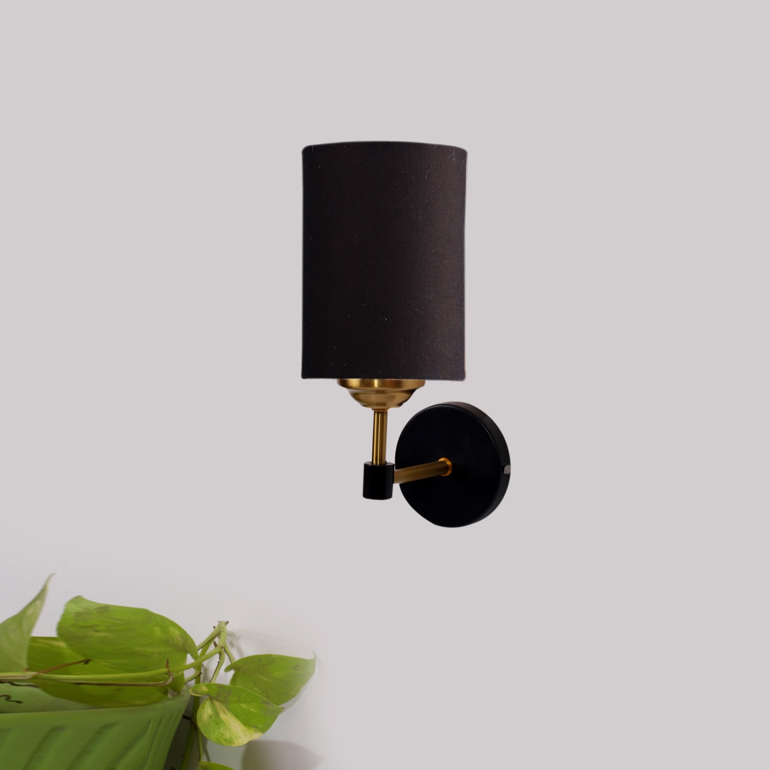Devansh Metal Electric Wall Light in Black Colour with Black Shade Count of 1 Light - Devansh