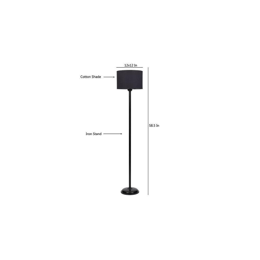 Fox Black Cotton Shade Floor Lamp