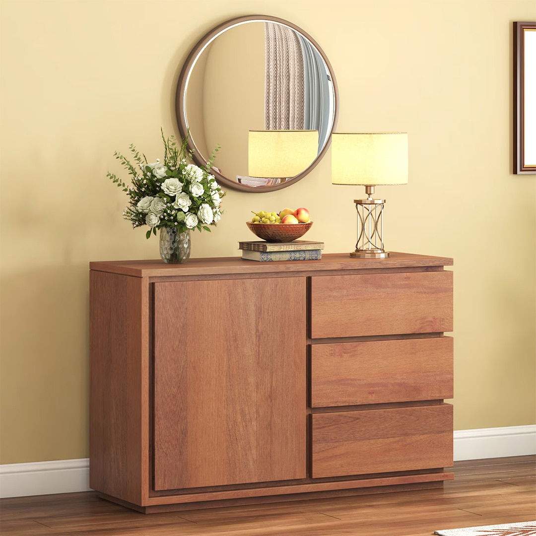 Vector Solid Wood Sideboard in Amber Walnut Finish