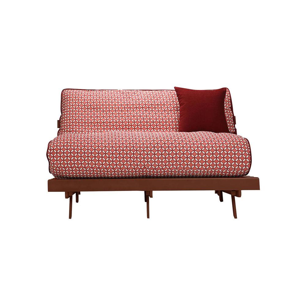 Ellis Futon - Red Four Leaf- Brown
