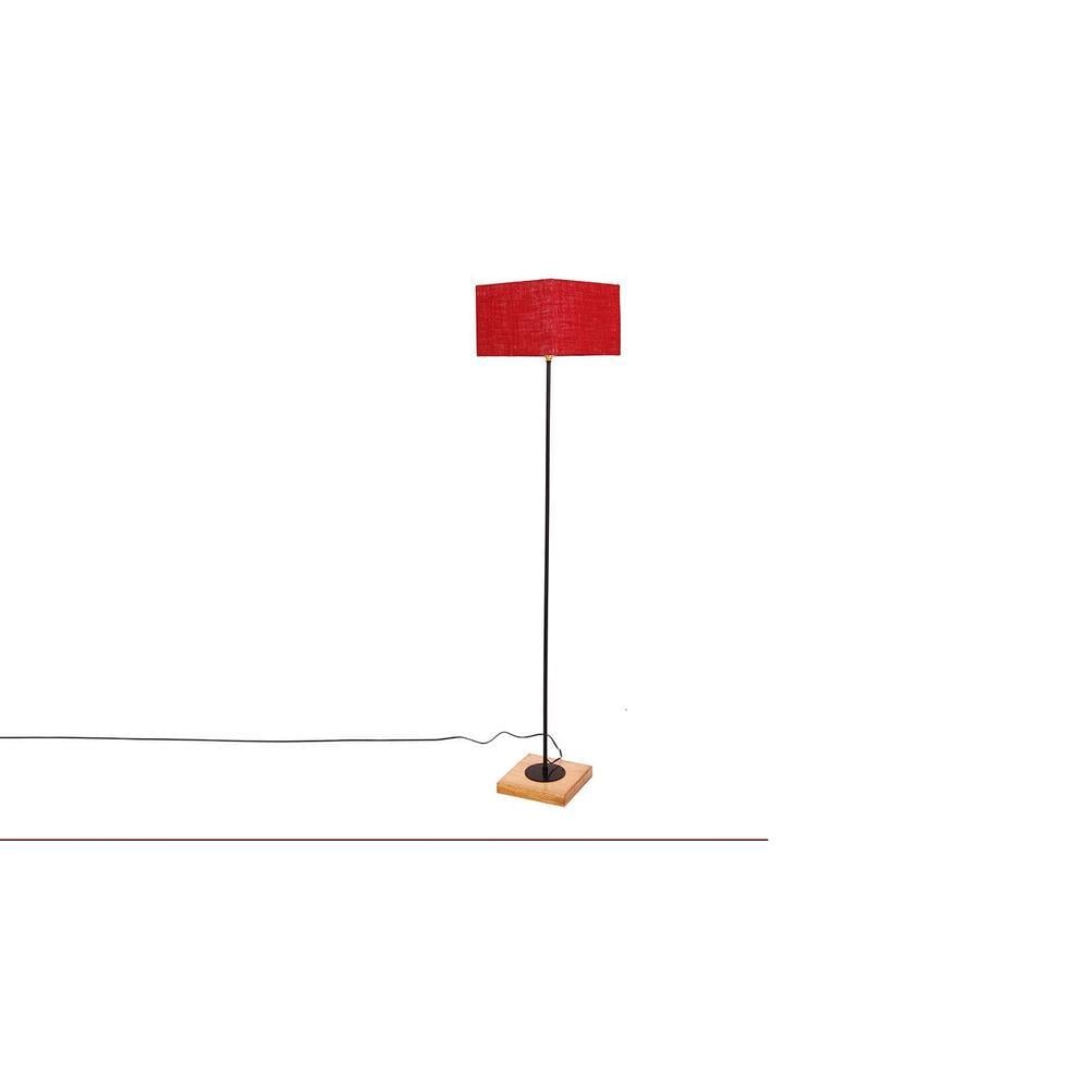 Earvin Maroon Cotton Shade Floor Lamp