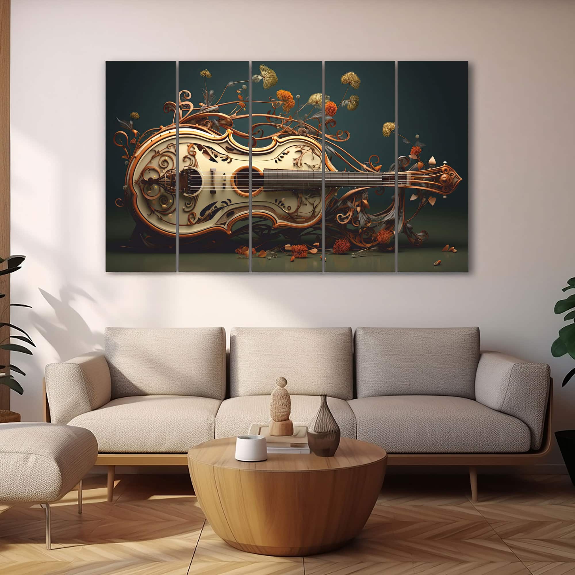 The Castle Decor Guitar Music Art Wall Art Set of 5 27x48 Inch - The Castle Decor