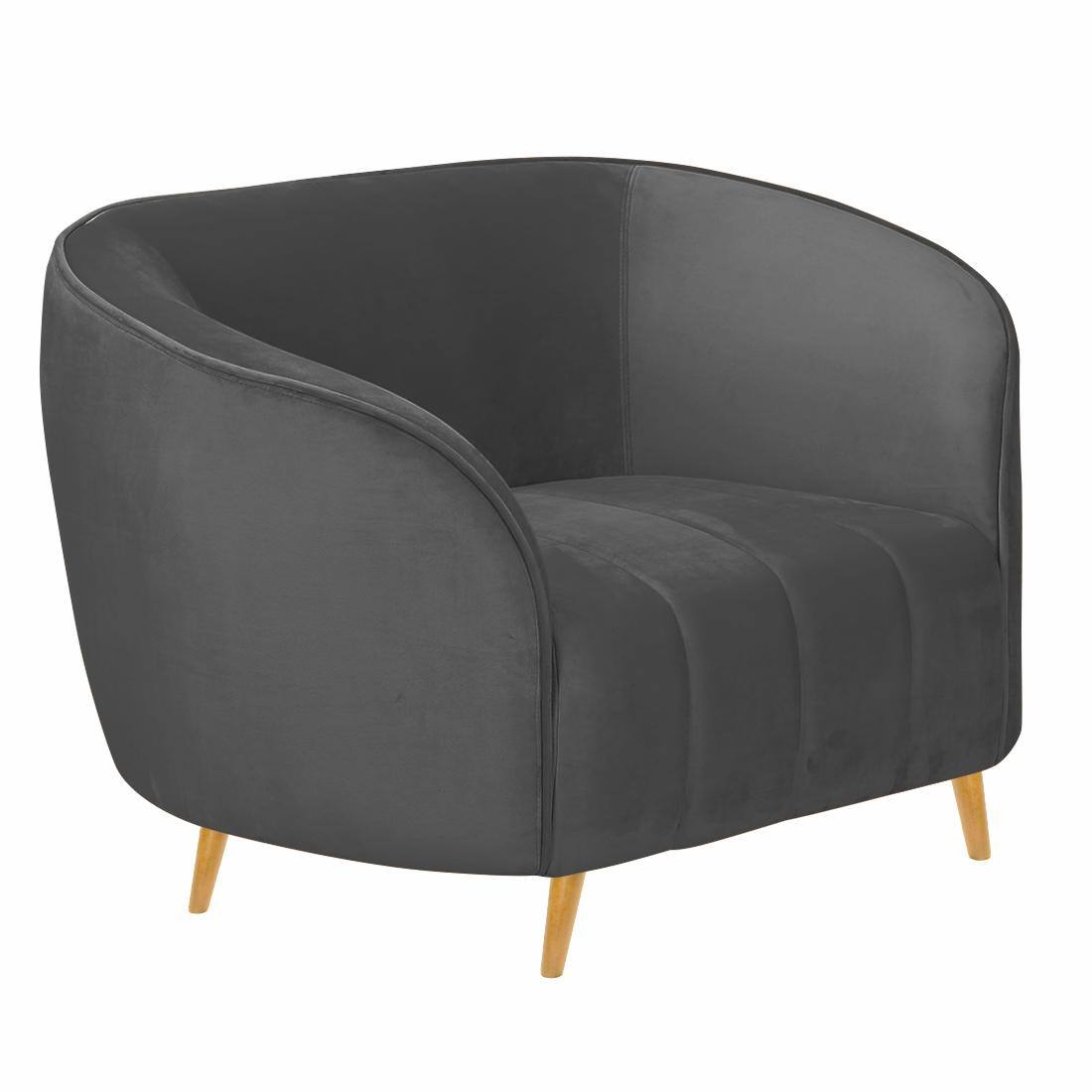 Nero Velvet 1 Seater Sofa in Dark Grey Colour