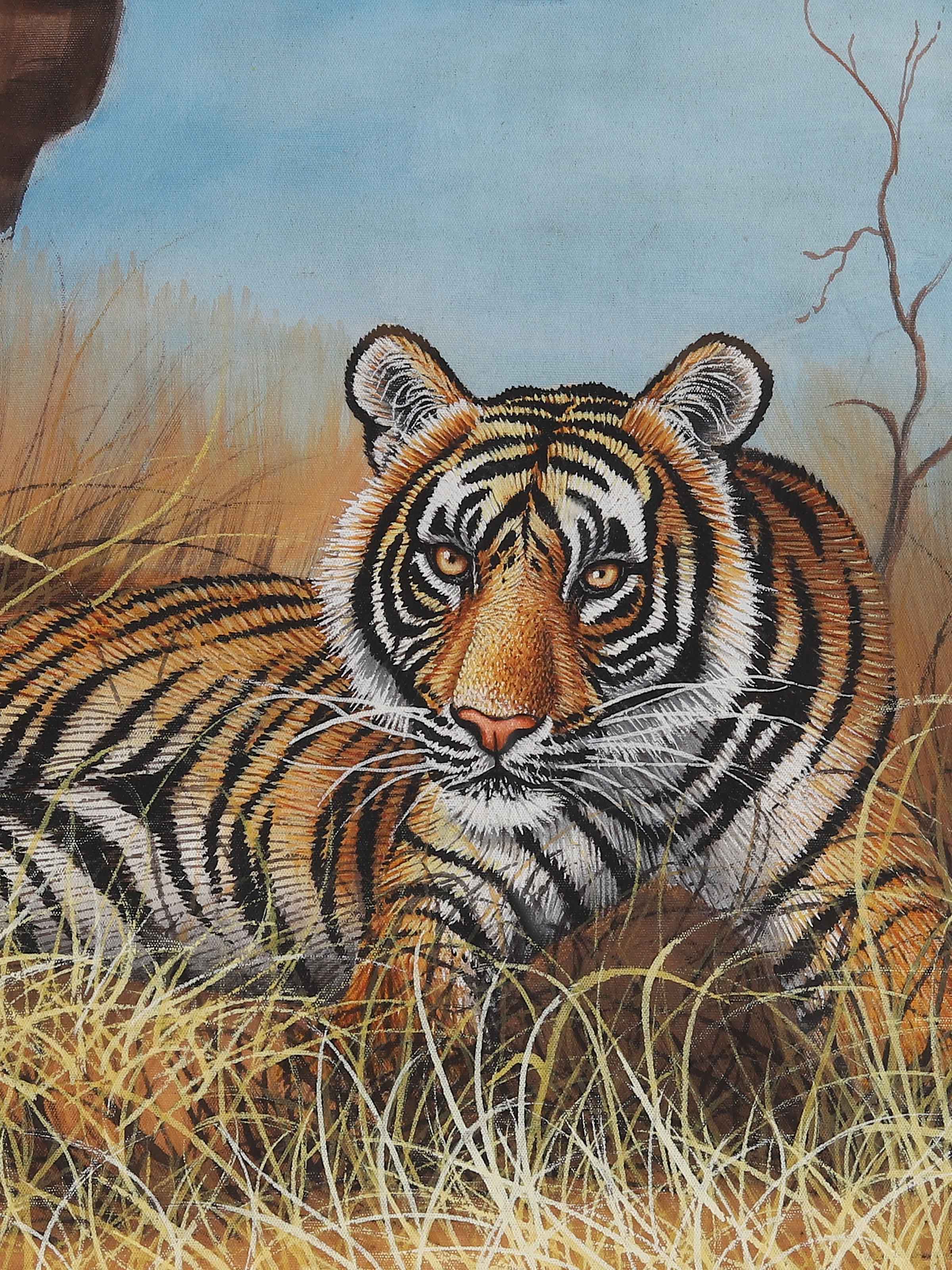Tiger in Bush Miniature Painting
