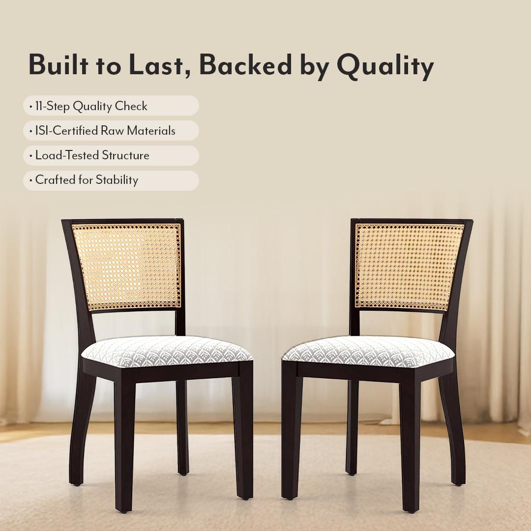 Argiro Solid Wood Dining Chair Set Of 2 In Mahogany Finish With Grey Fabric Colour