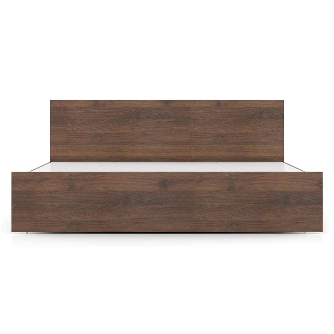 Zoey Engineered Wood King Size Bed In Classic Walnut Finish