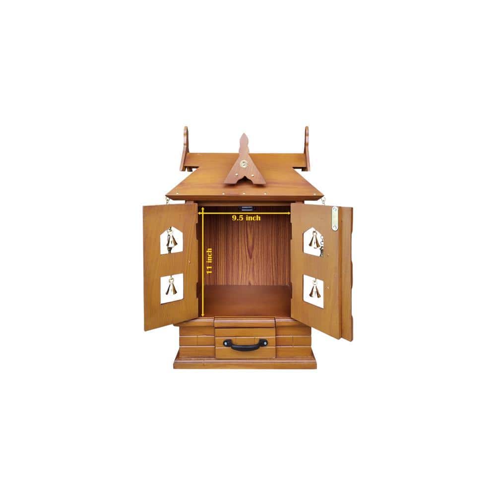 sneha engineered wood prayer unit in teak finish