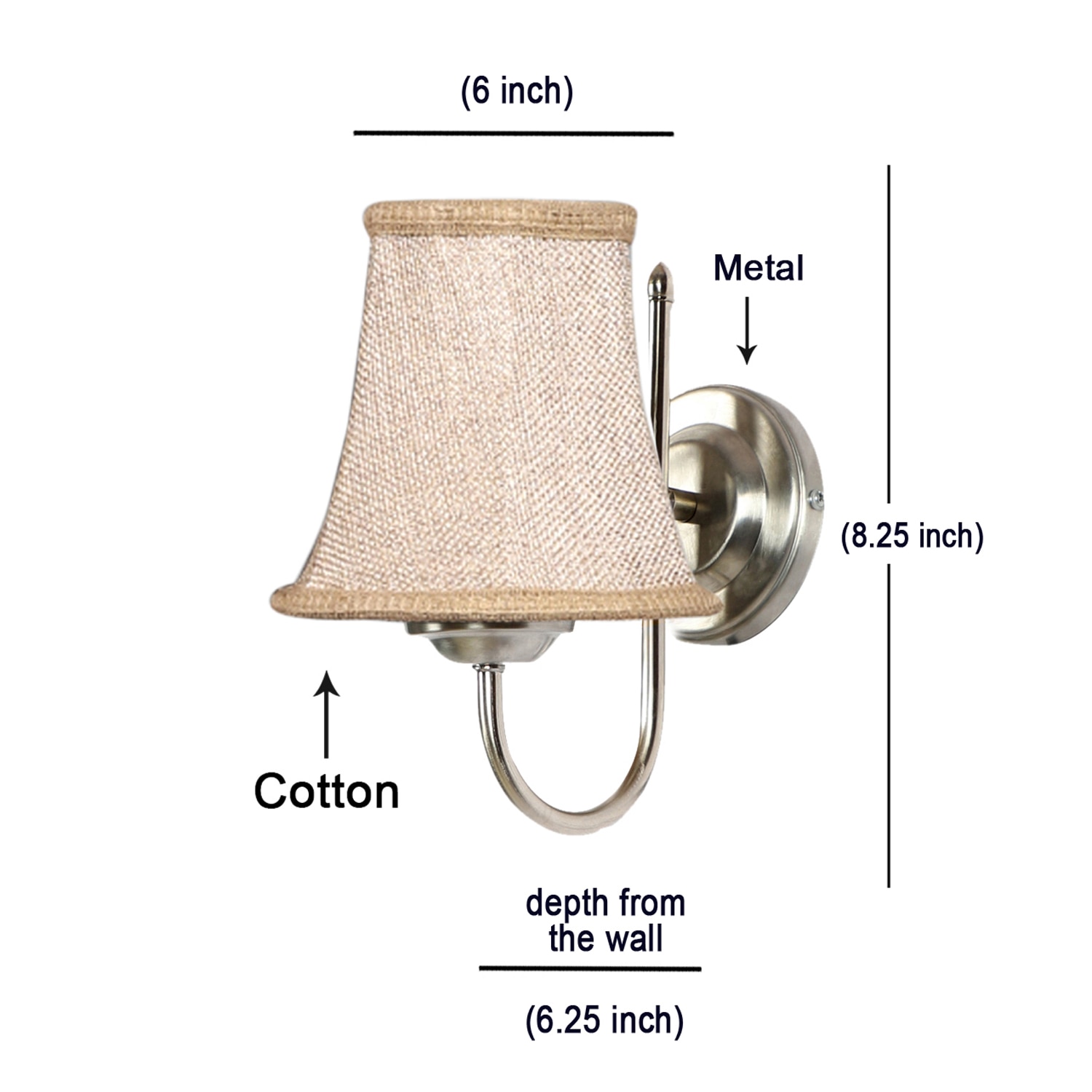 Devansh Steel Wall Mounted Lamp With Beige Jute Shade