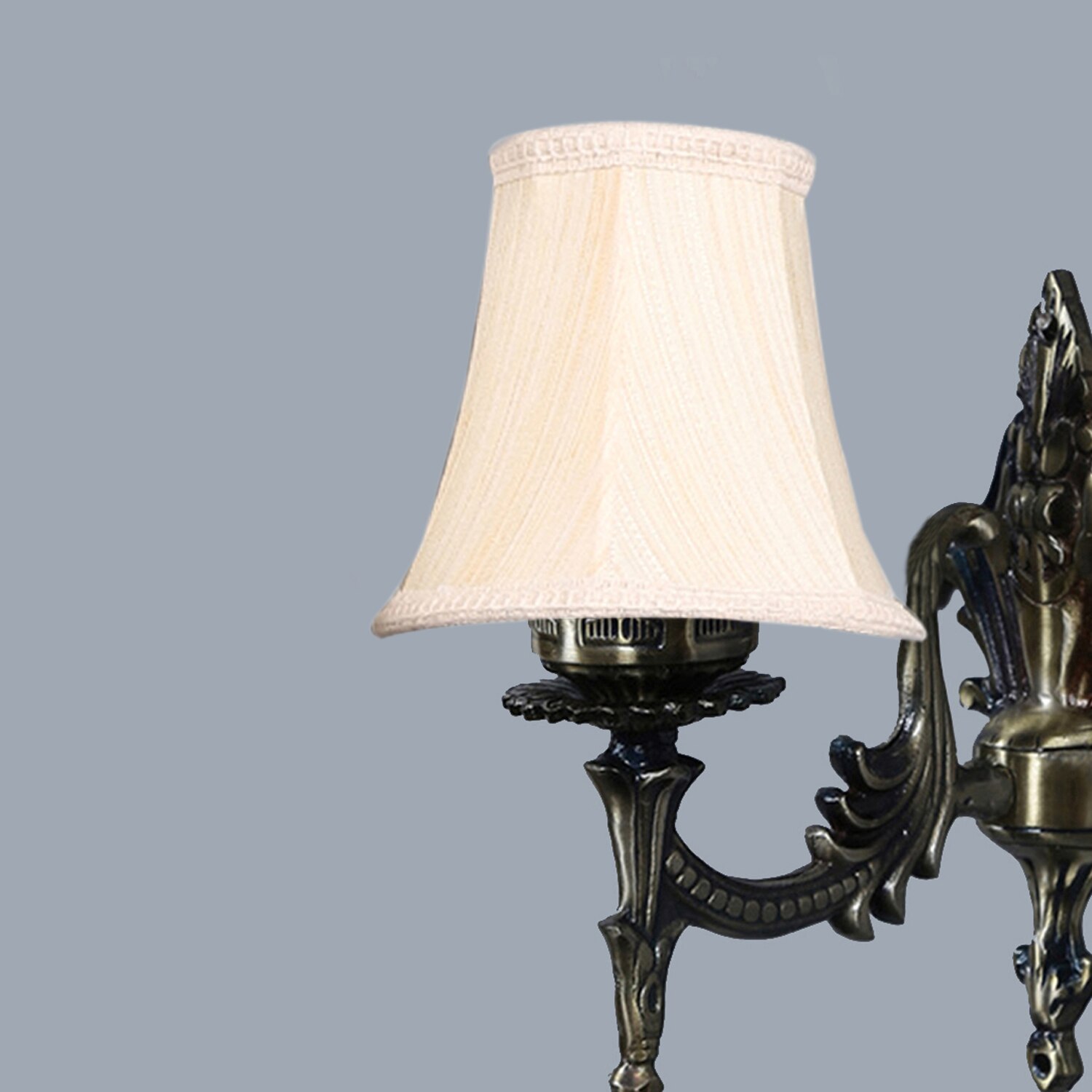 Devansh Gold Antique Wall Mounted Lamp With Off-White Cotton Shade