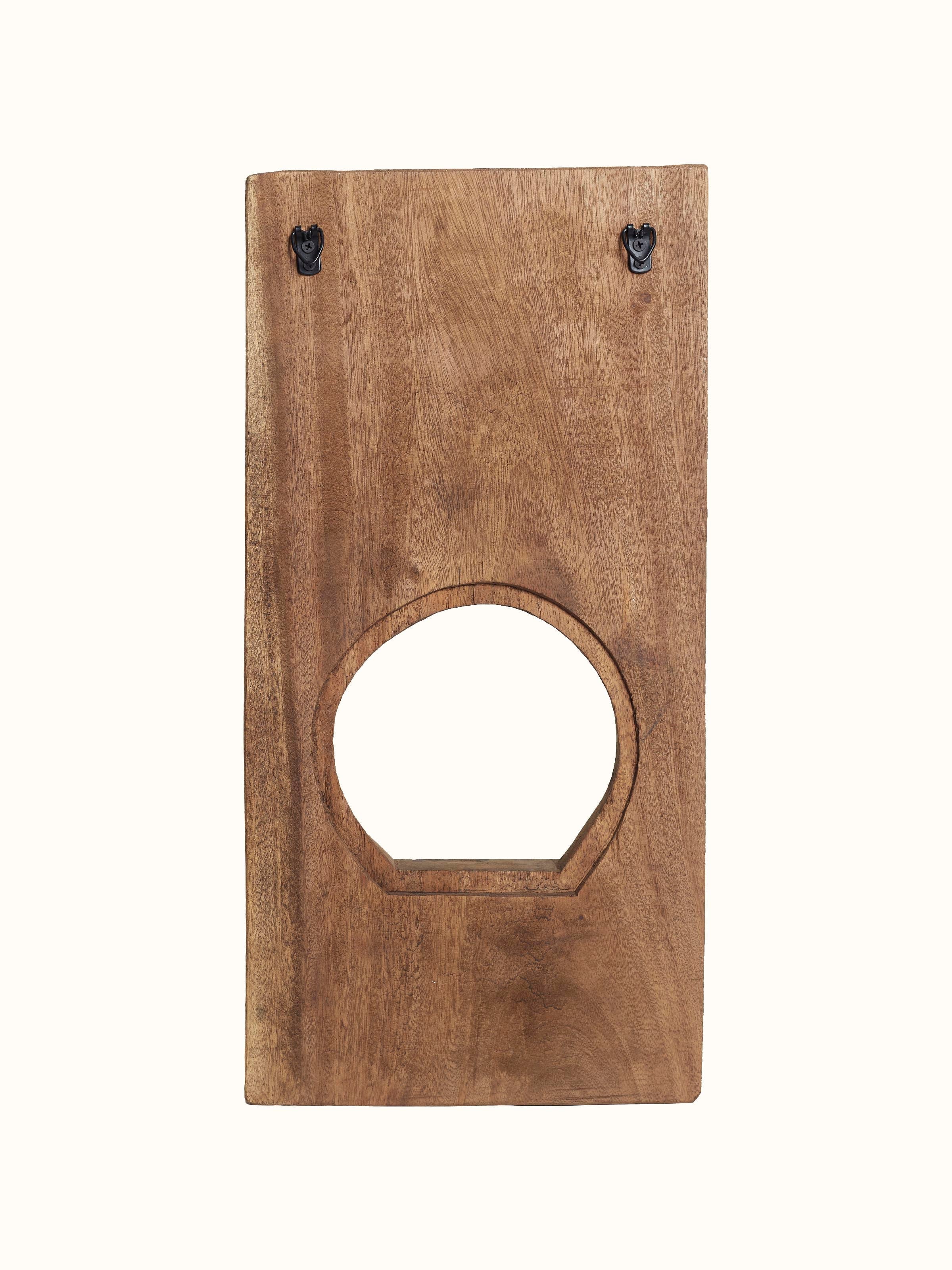 Wood Carved Mirror Panel Sculpture