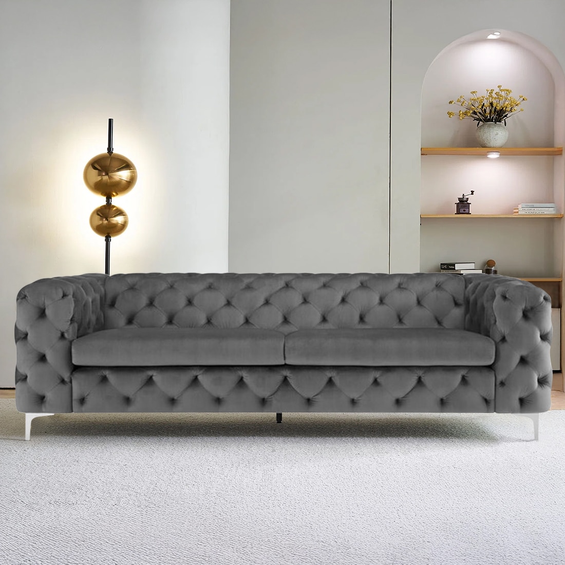 Cherish Fabric Sofa - Grey - Home Lifestylez