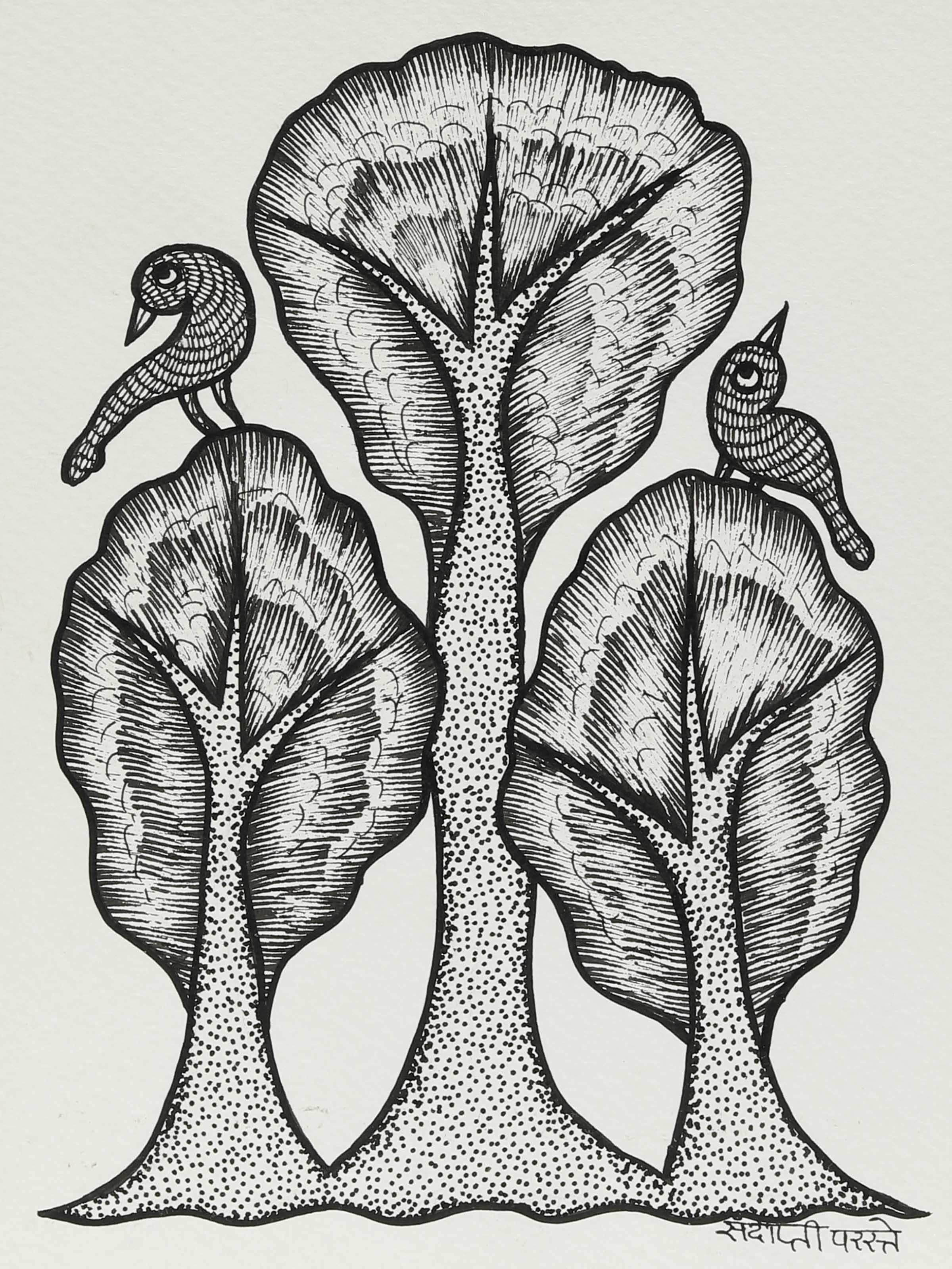 Tree Birds Gond Art