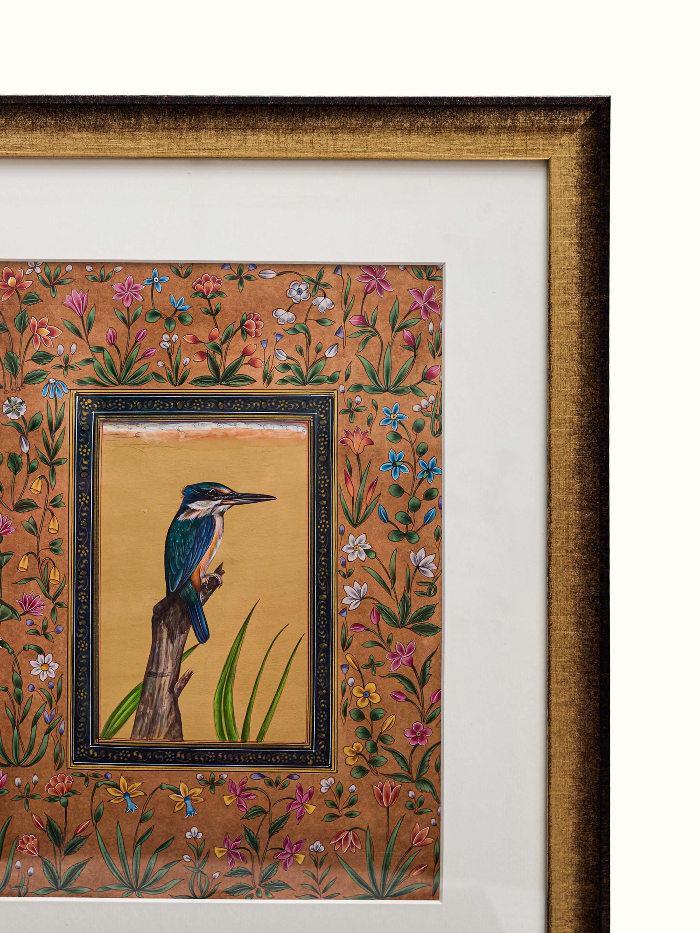 Kingfisher on The Branch Miniature Painting