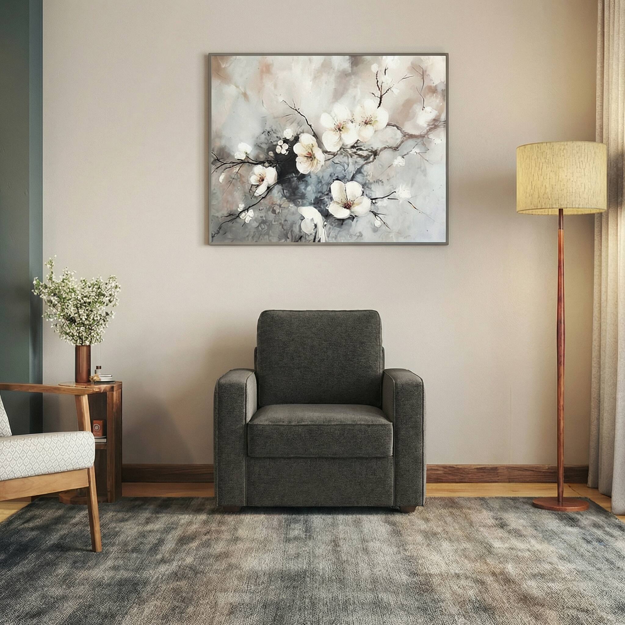 Apollo Compact 1 Seater Fabric Sofa in Smoke Colour - Urban Ladder
