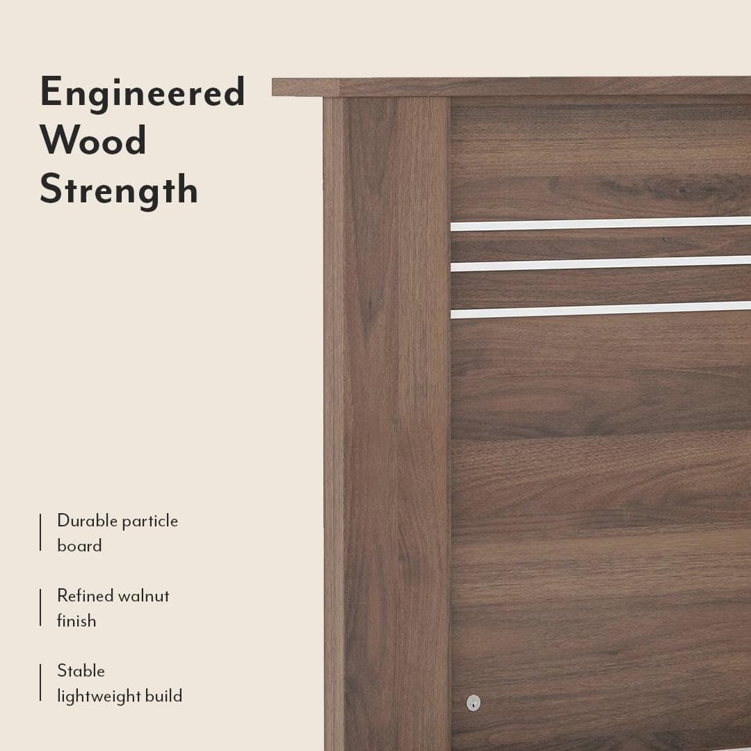 Davis Engineered Wood Queen Size Non Storage Bed In Classic Walnut Finish