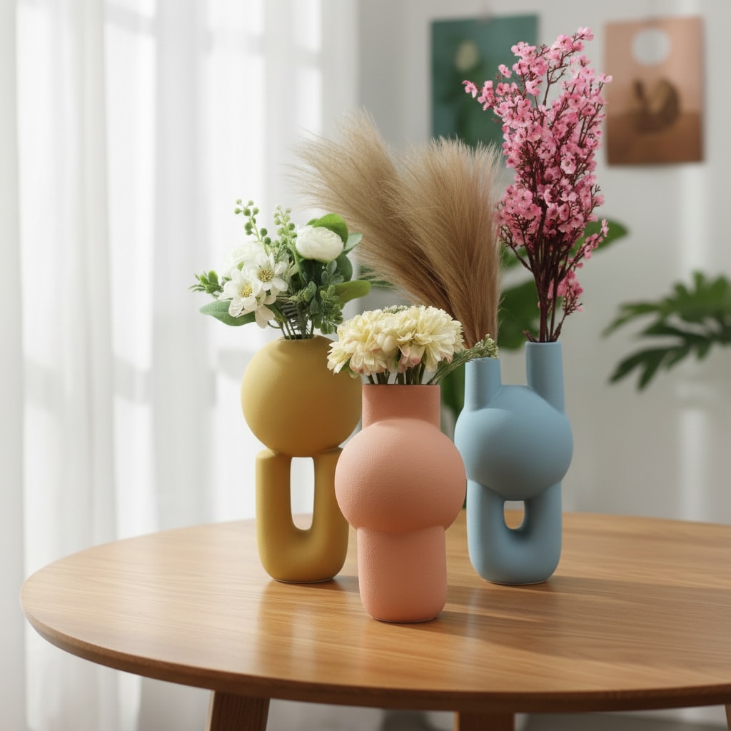 Matte Pastel Geometric Sculpture Vases