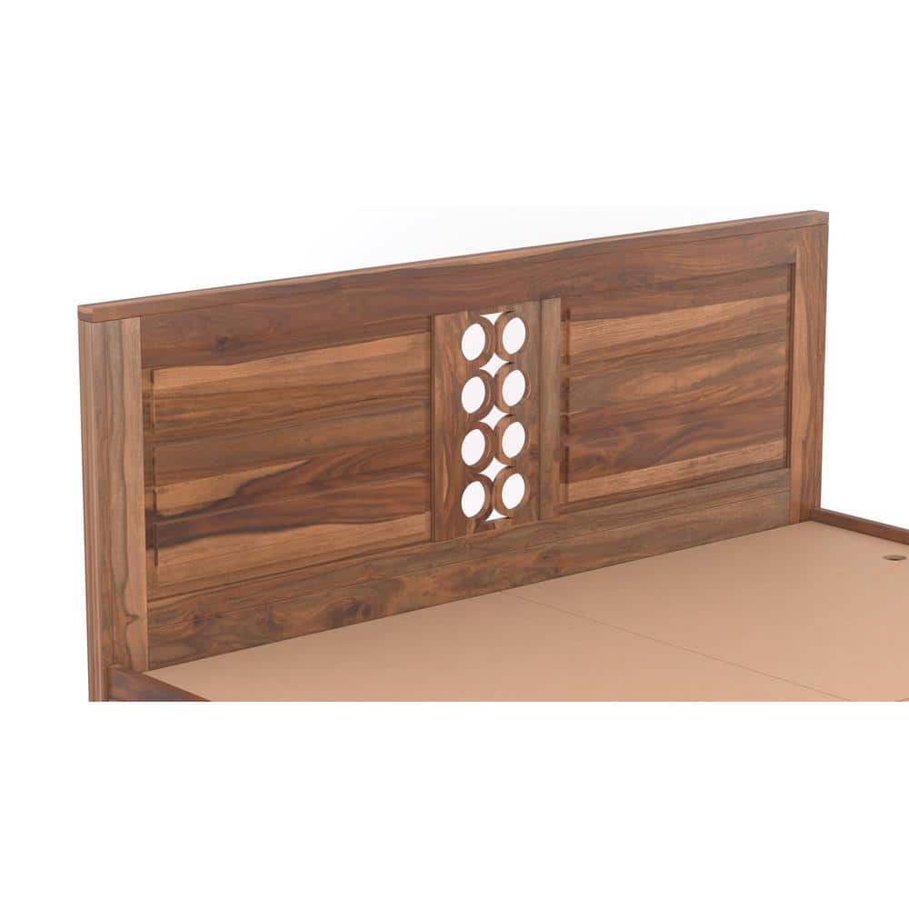 Dyla Sheesham Wood King Size Box Storage Bed In Teak Finish