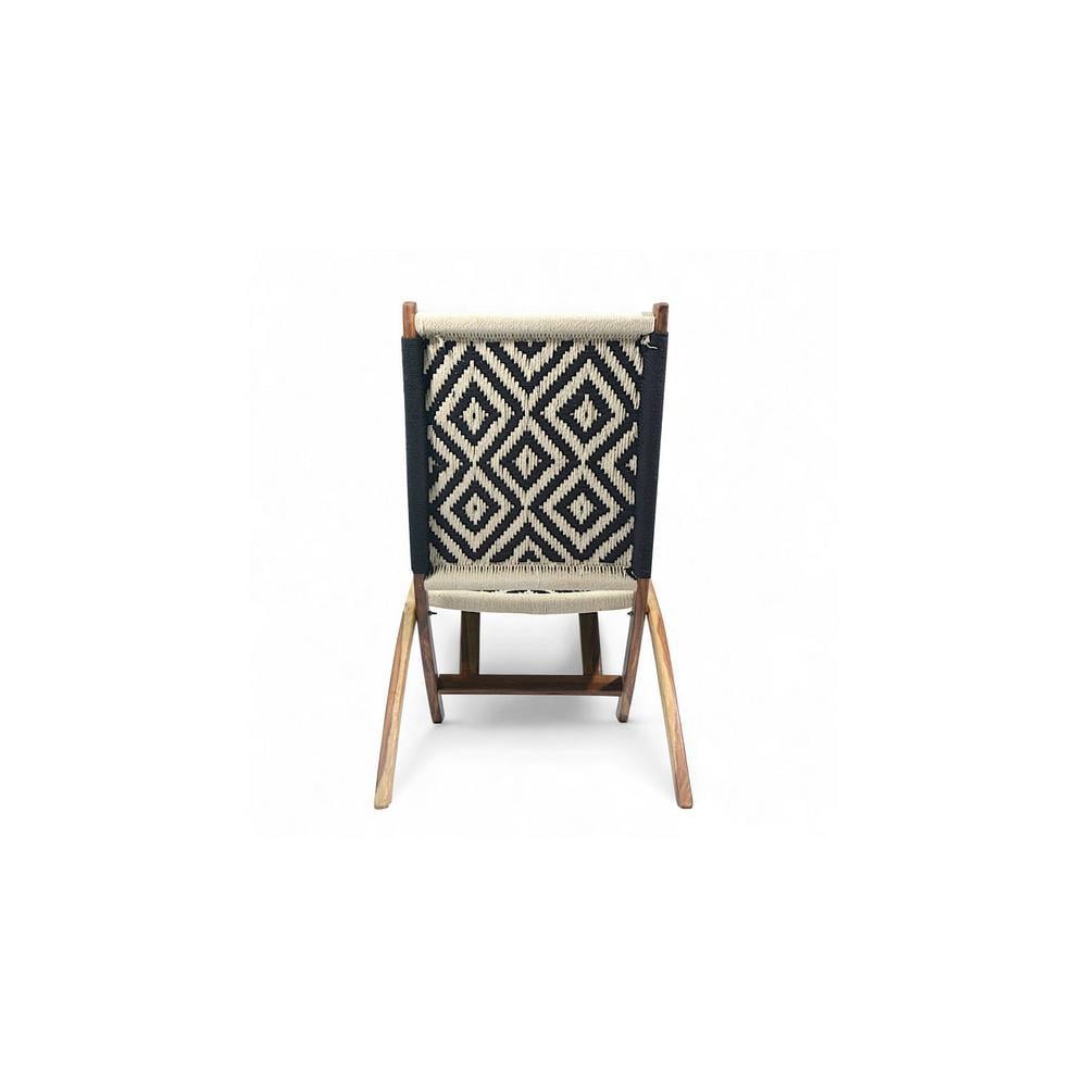 Natwest Sheesham Wood Relaxing Maachi Chair in Black & White Canning