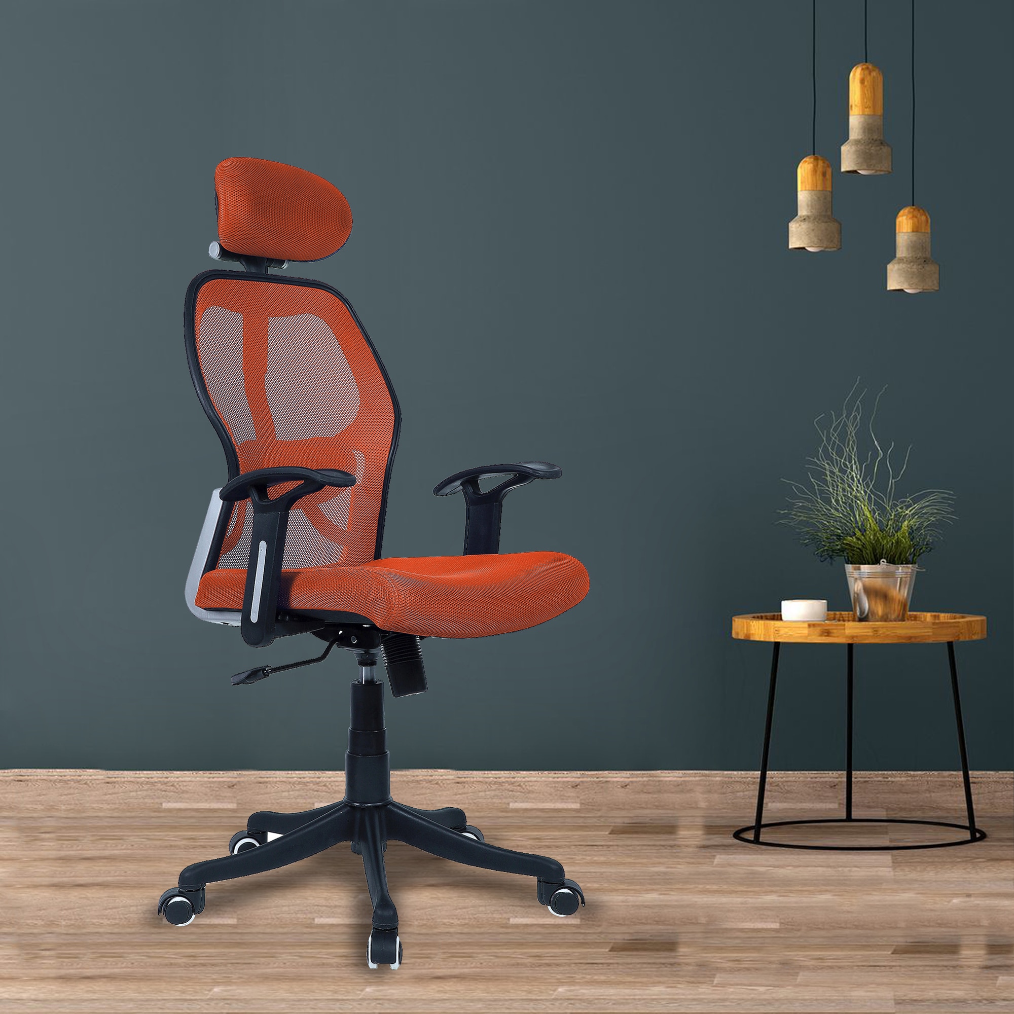 Reaii Mid Back Ergonomic Chair in Orange Colour