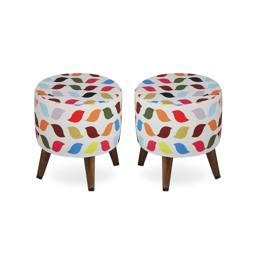 Willow Solid Wood  Ottomon in  Multicolor Colour