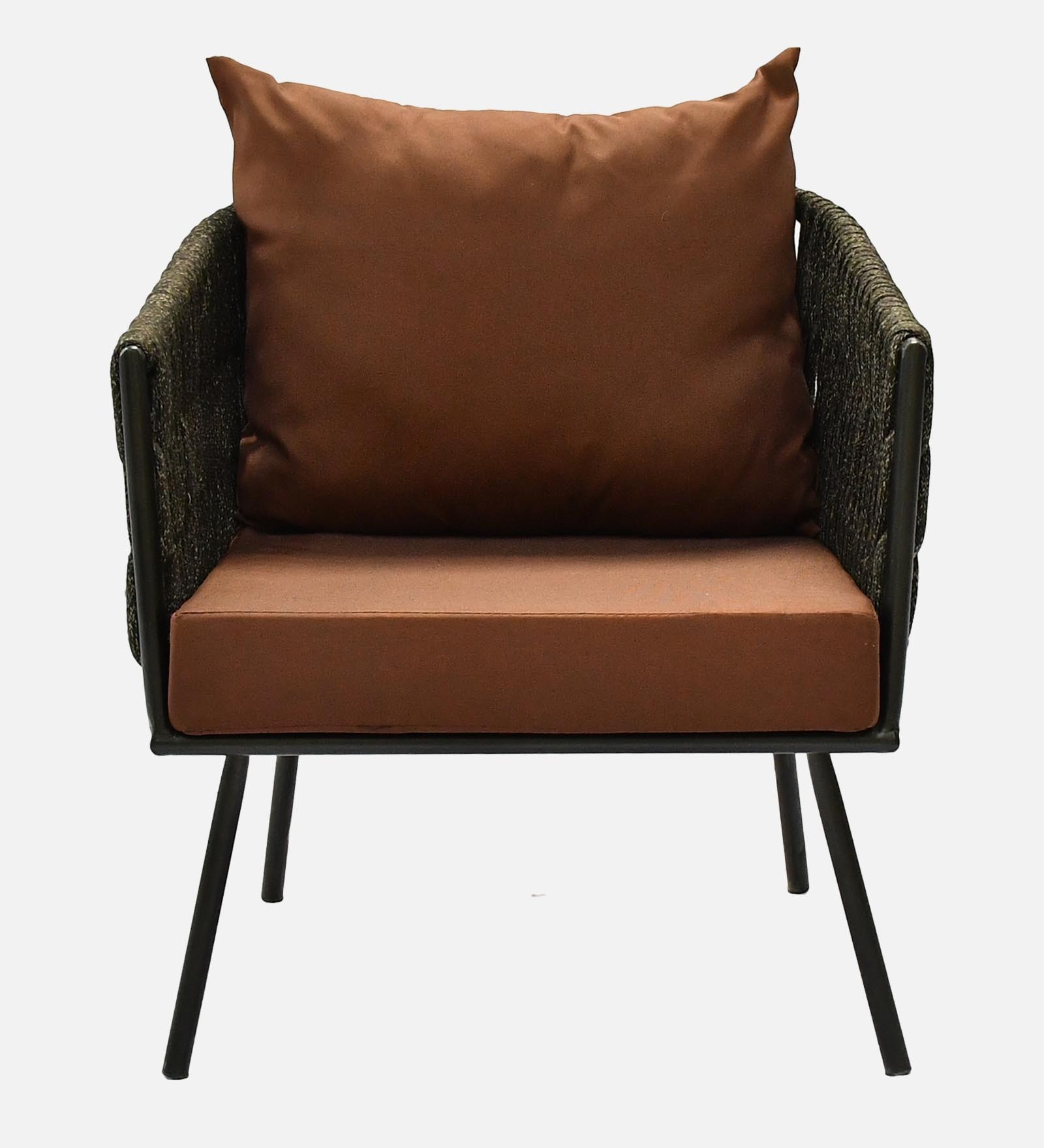 Bibao 2+1+1 Seater Rope Sofa Set in Charcoal and Brown Finish