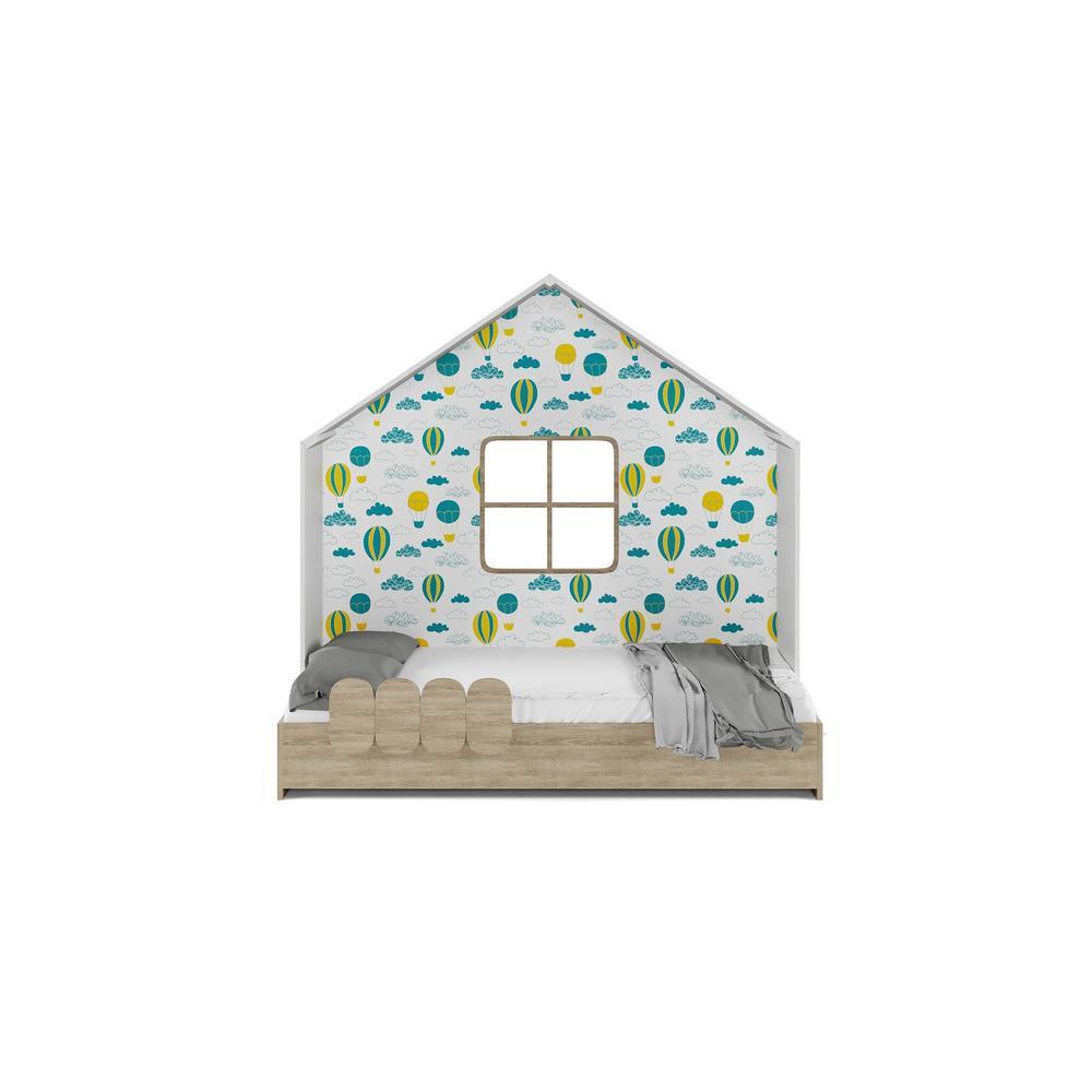 Little Hut Engineered Wood Bed in Green Colour