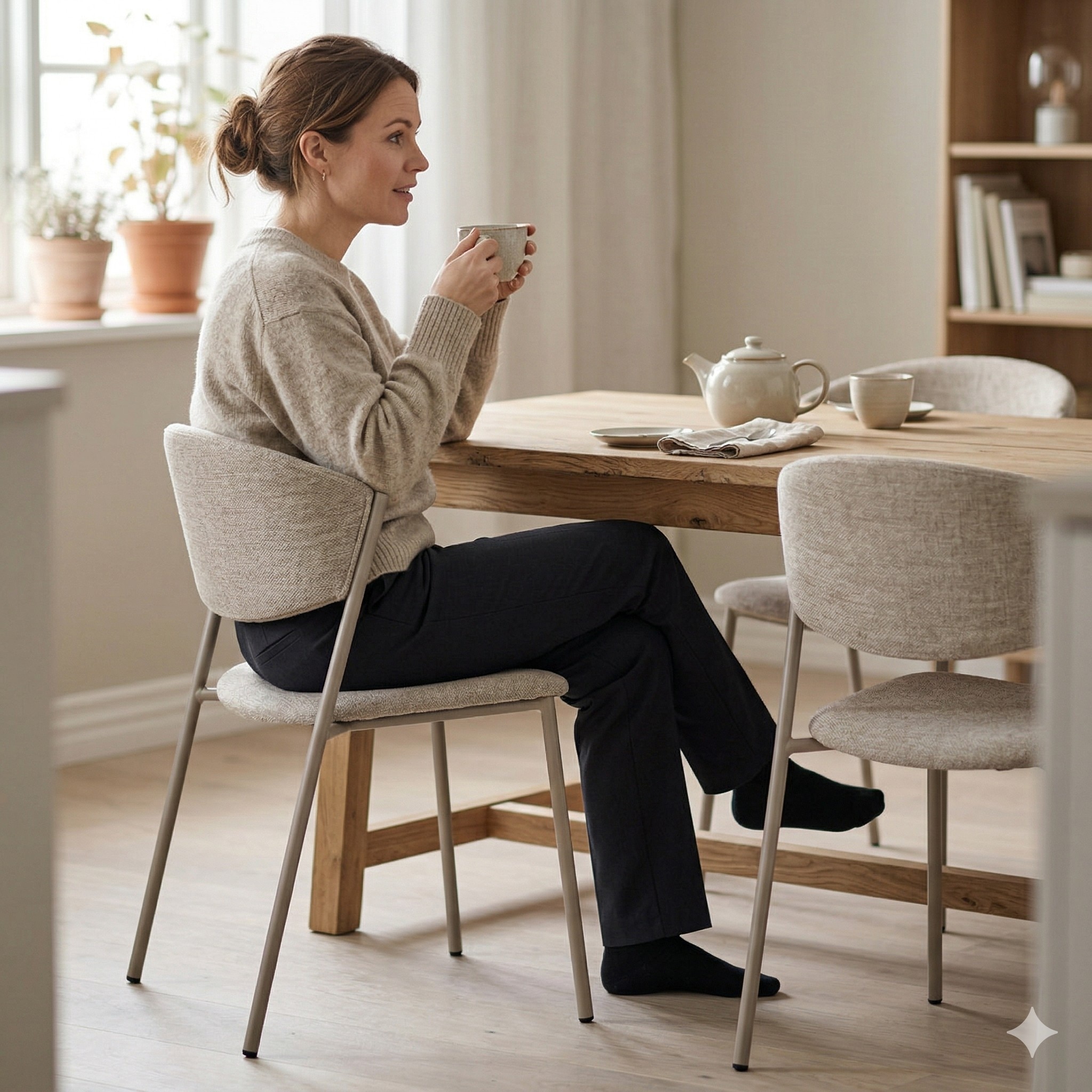 Scandinavian Kory Dining Chair Matte Beige Finish - Nestnordic