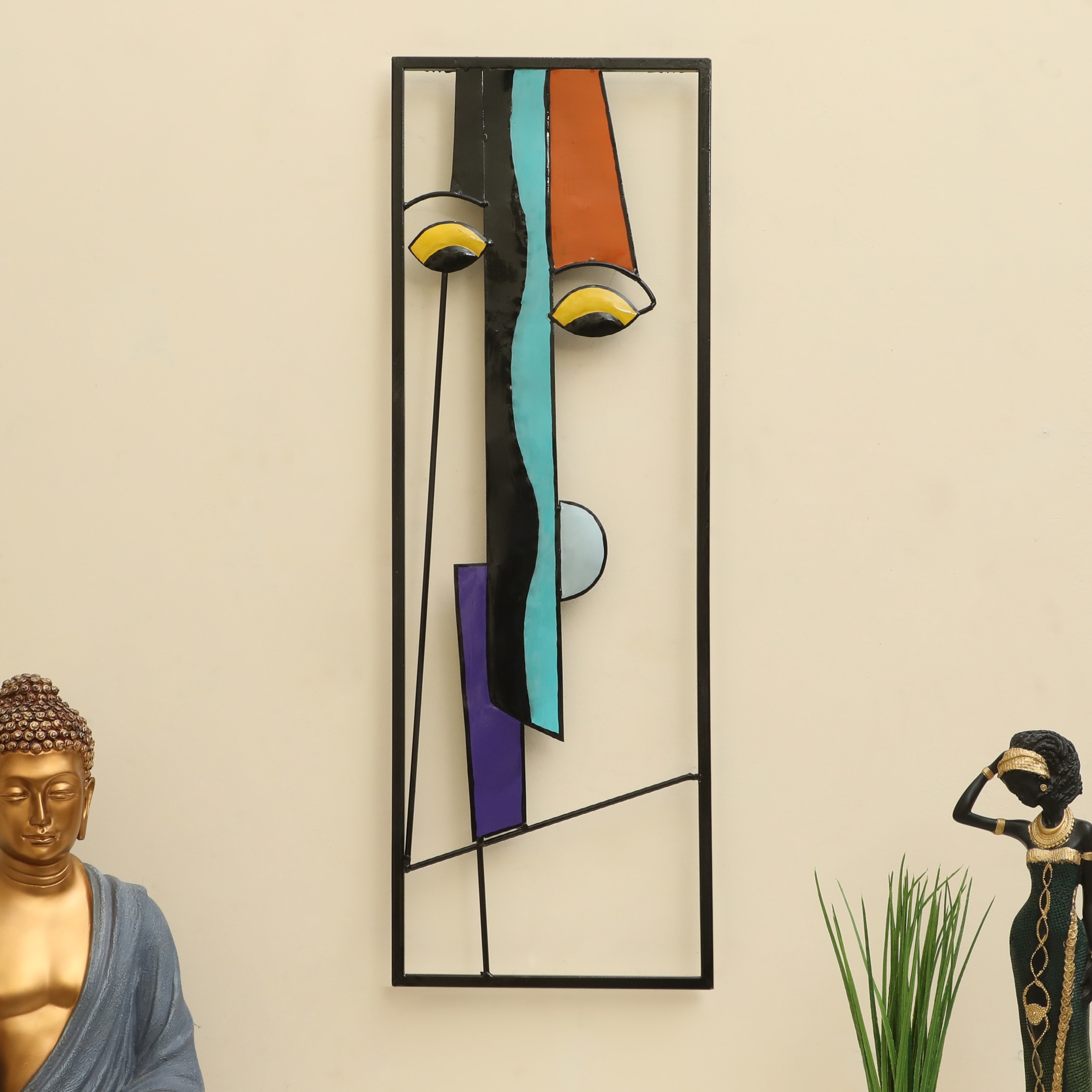 W-Akina Abstract Metal Wall Decor in Multicolor Set of 1 - Vedas Exports