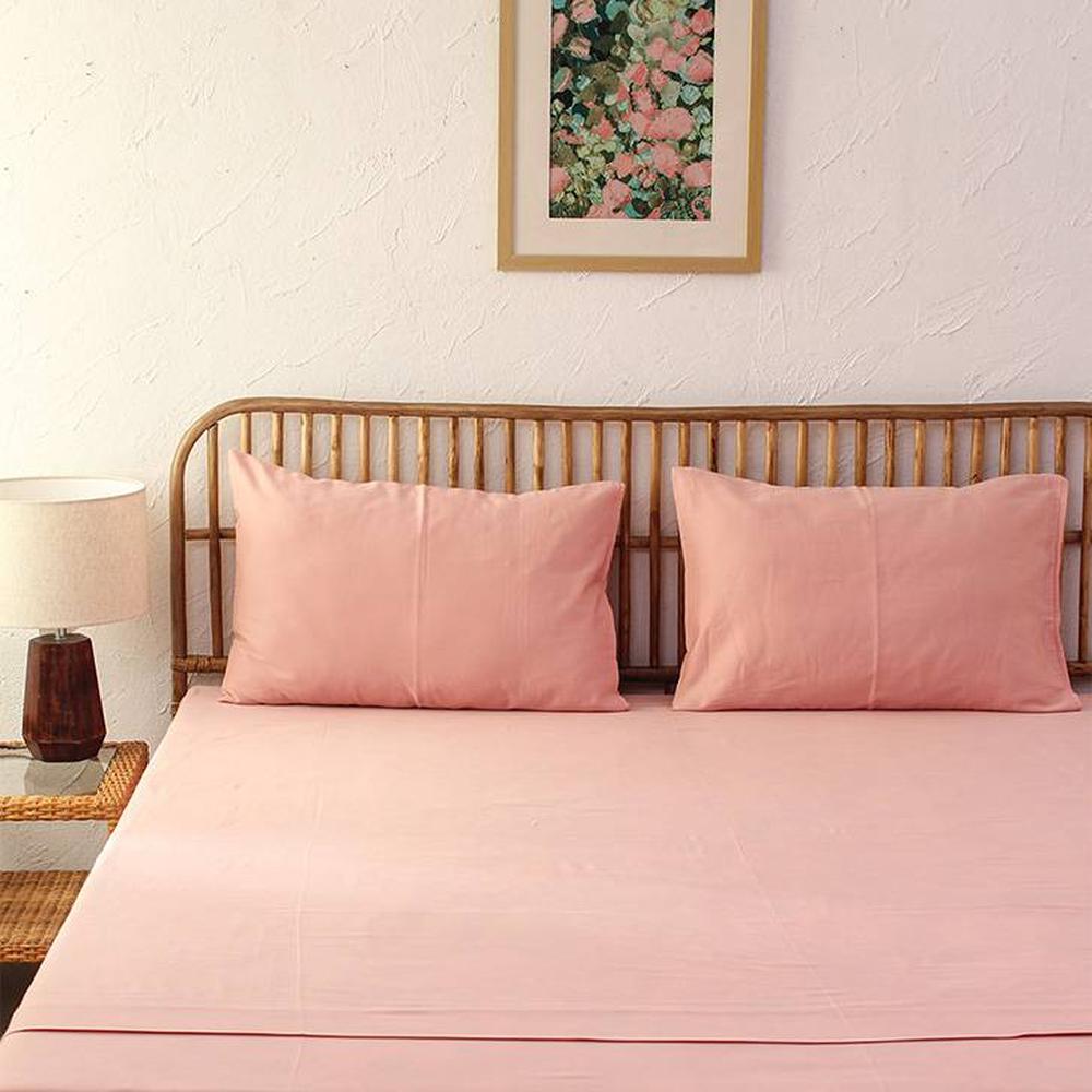 Adalynn Pink Abstract 180 TC Fabric Double Size Bedsheet With count of 2 Pillow Covers