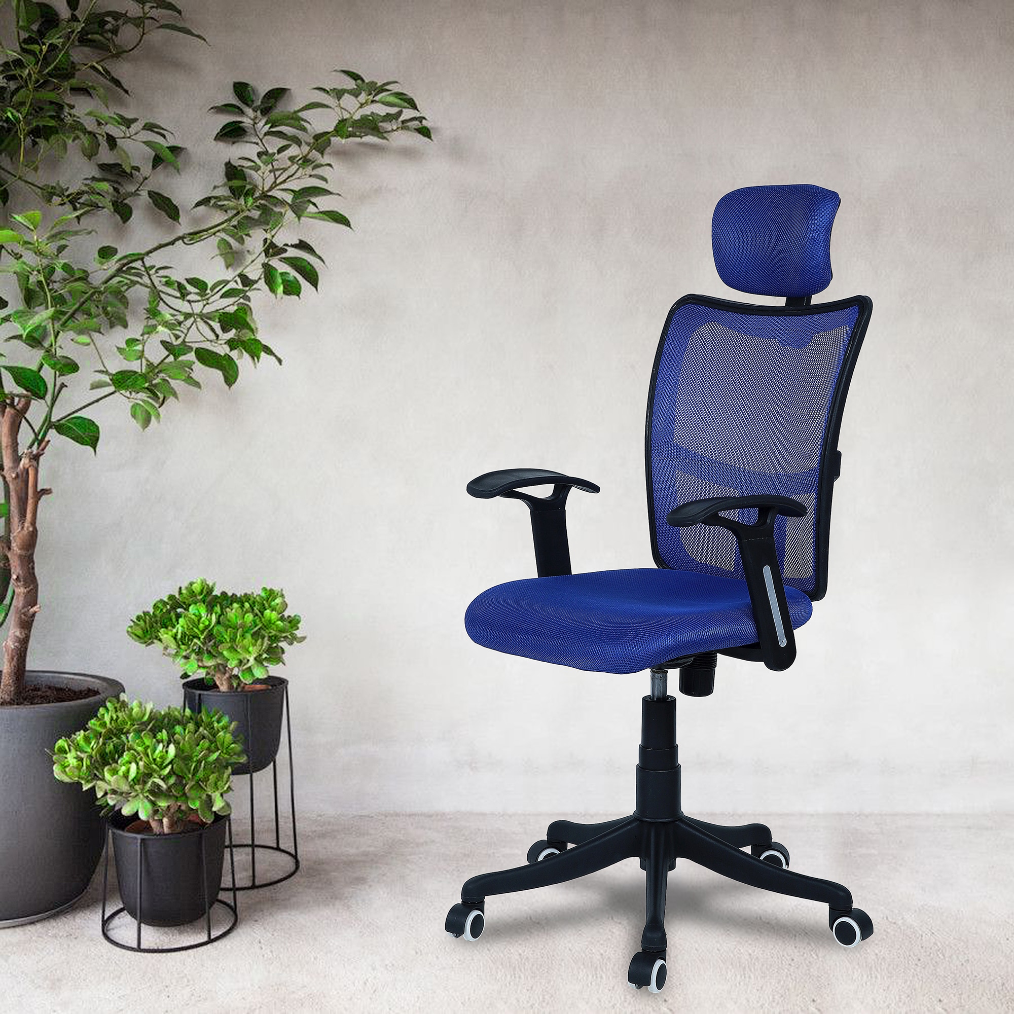 Jeaorda High Back Ergonomic Chair in Blue Colour