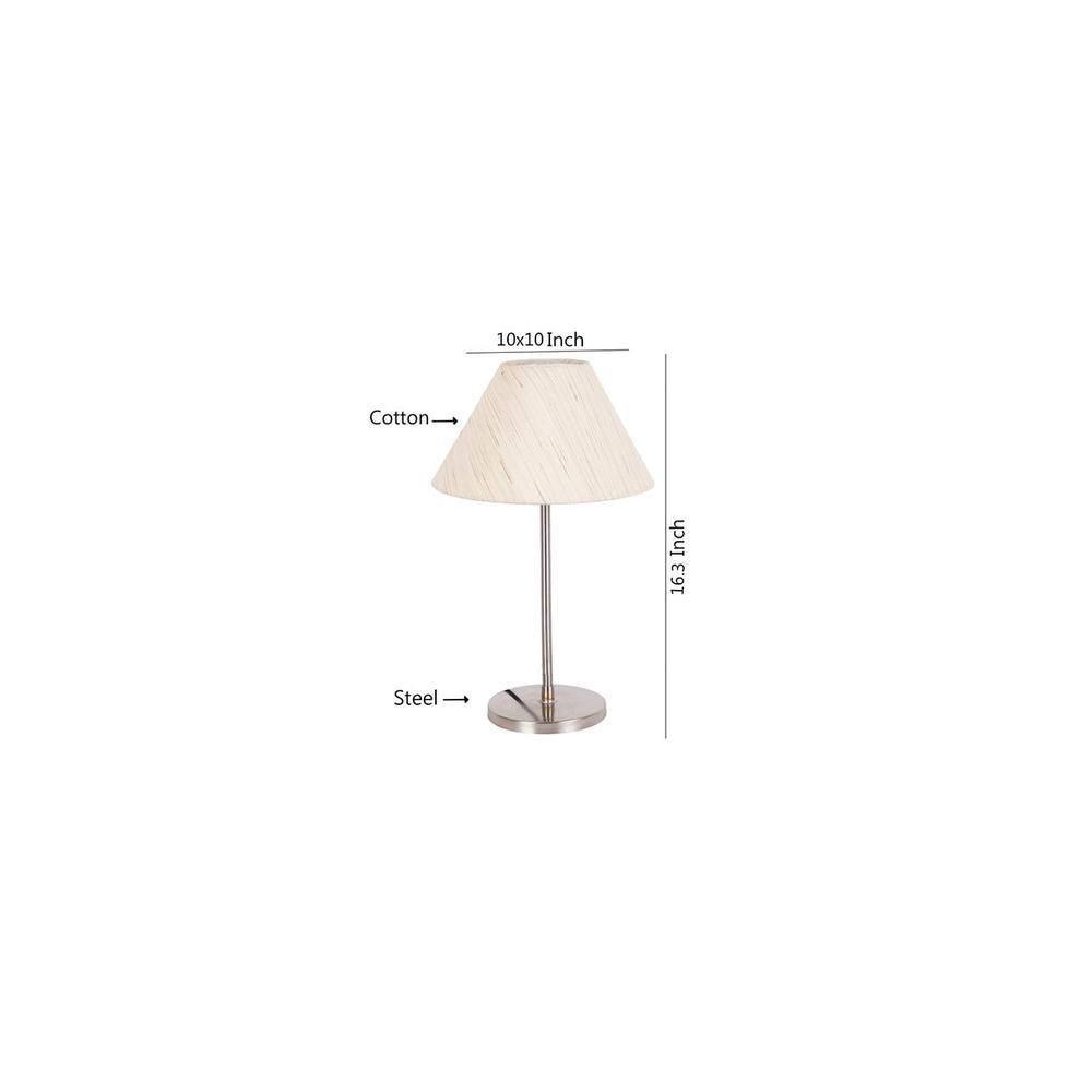 Gordon Off White Fabric Shade Table Lamp with Steel Steel Base
