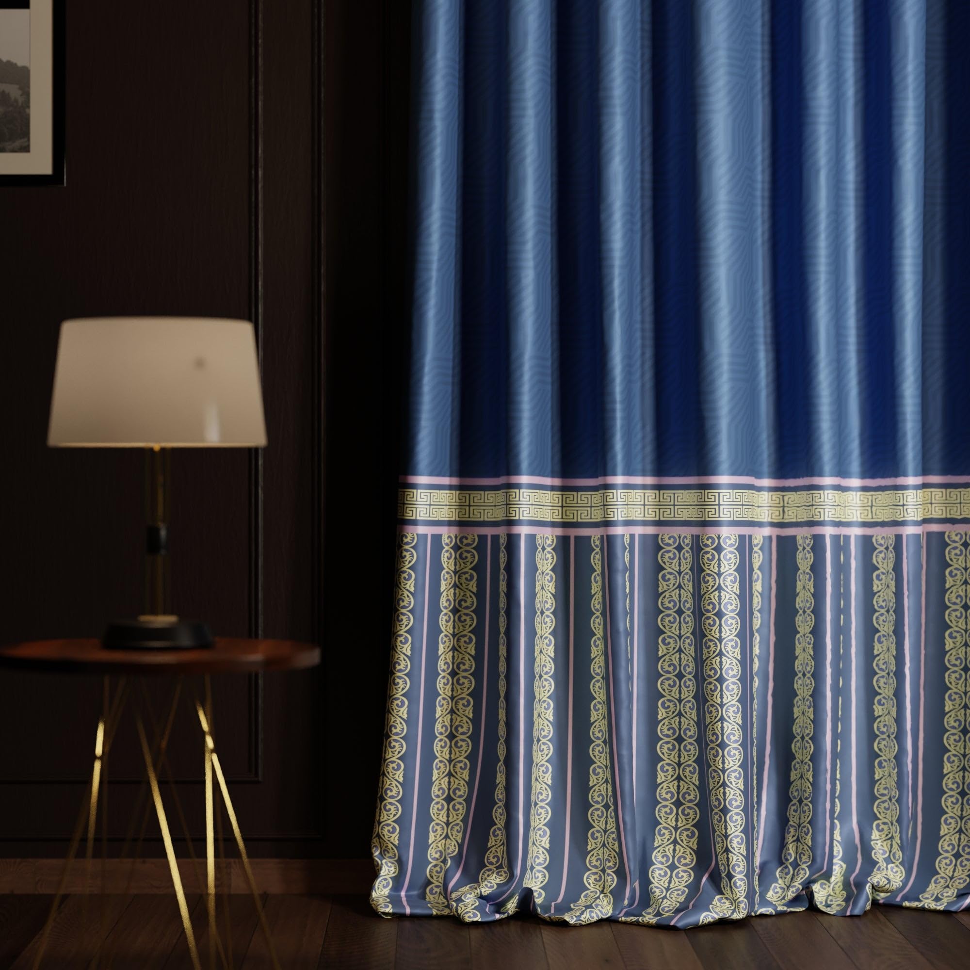 Stoa Paris Satin Window Curtain, 70% Blackout Curtains,   Privacy Lining, Pack of 1, Versailles - Blue Monarch - Stoa Paris