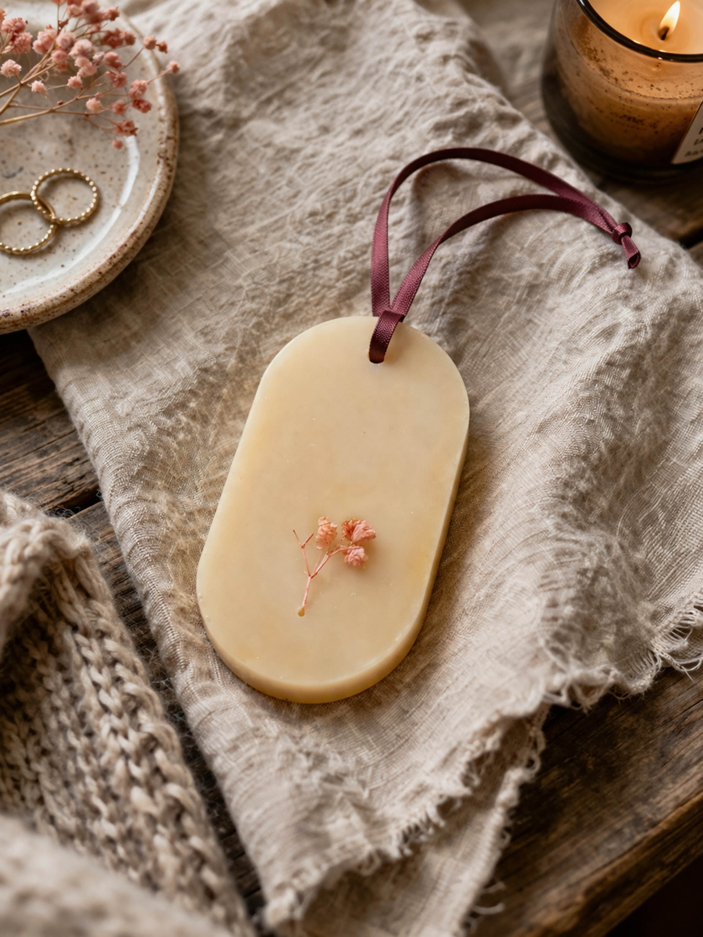 Lifestyle view of the Audh Oudh Soya Wax Tablet (2 Pcs)