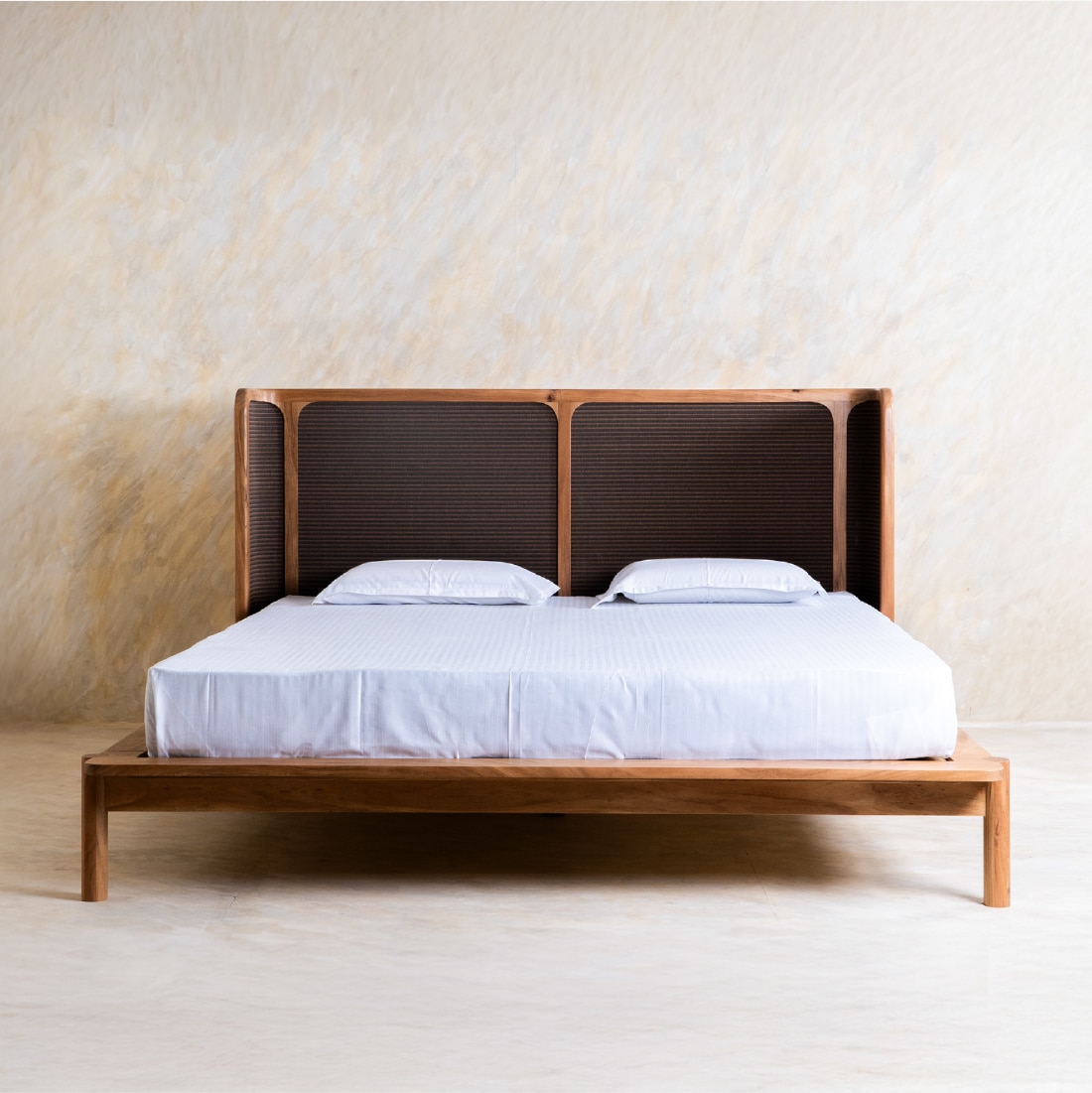 Neo Kyoto Solid Wood Queen Non Storage Bed in Black Colour - Orange Tree