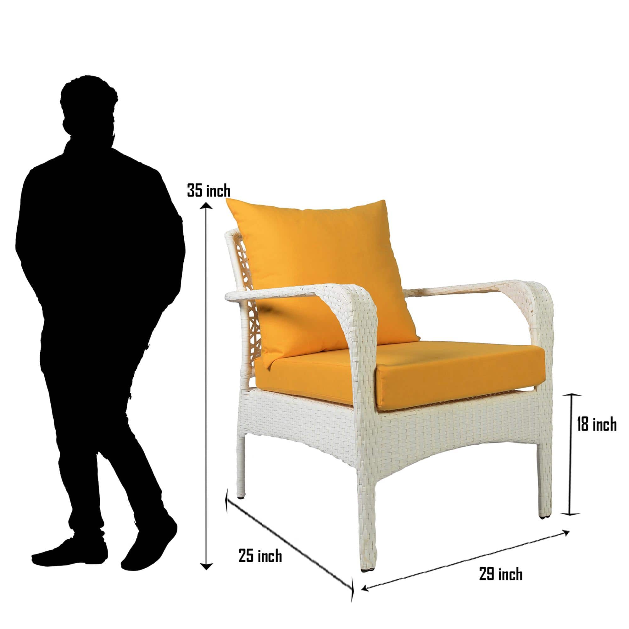 Dijon 2+1+1 Seater Wicker Sofa Set in White Colour