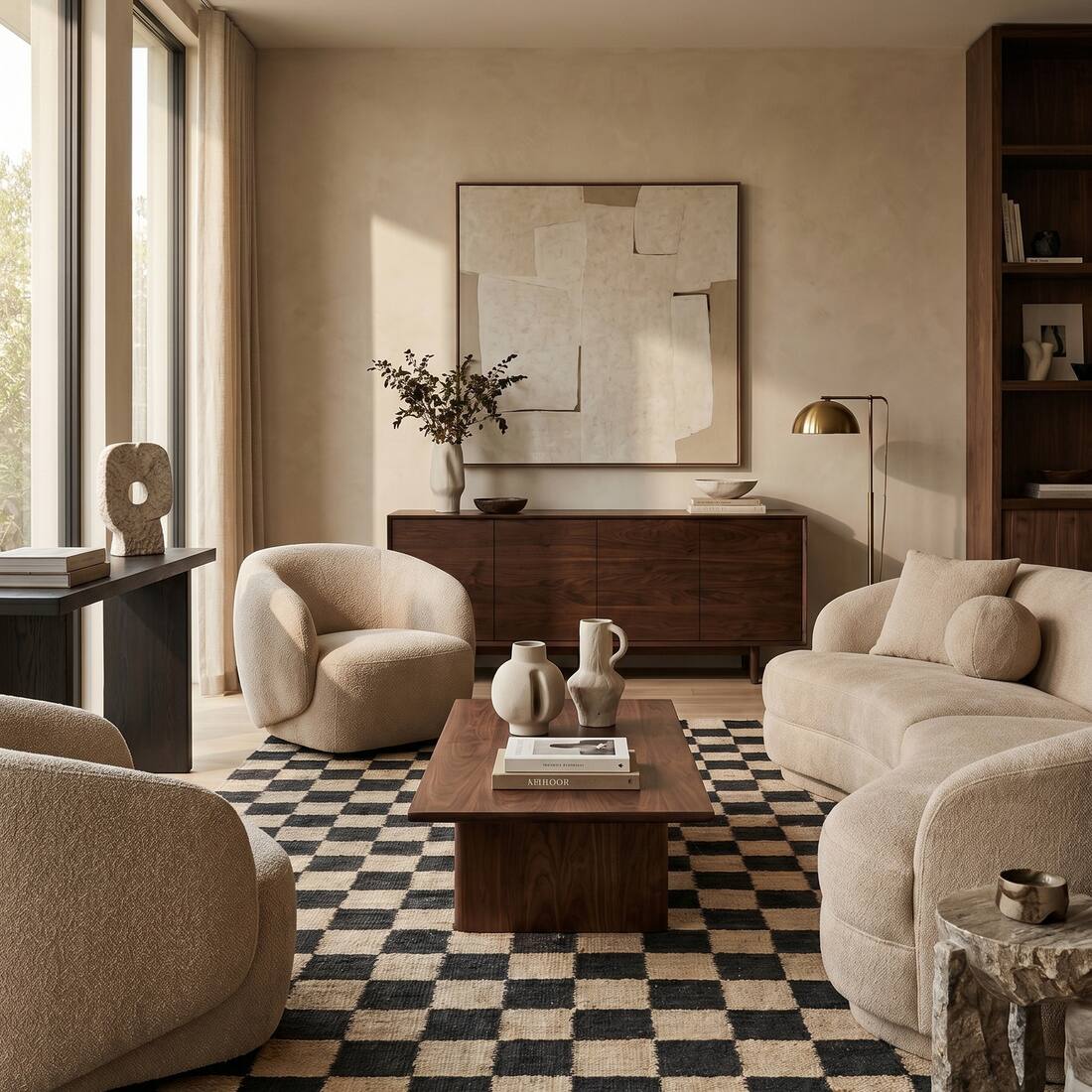 Jaipur Rugs Damier Chess Jute 5x8 Feet Eucalyptus And Ebony Dhurrie Carpet