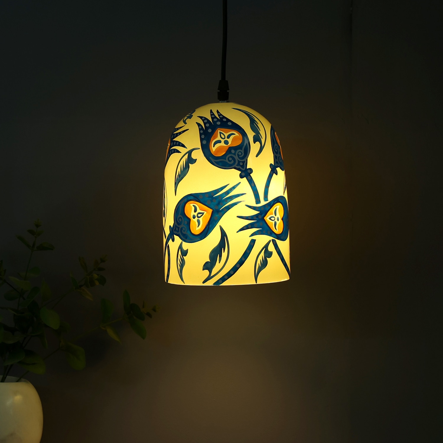 Aesthetic Glass Electric Hanging Light in White Colour - Posh N Plush