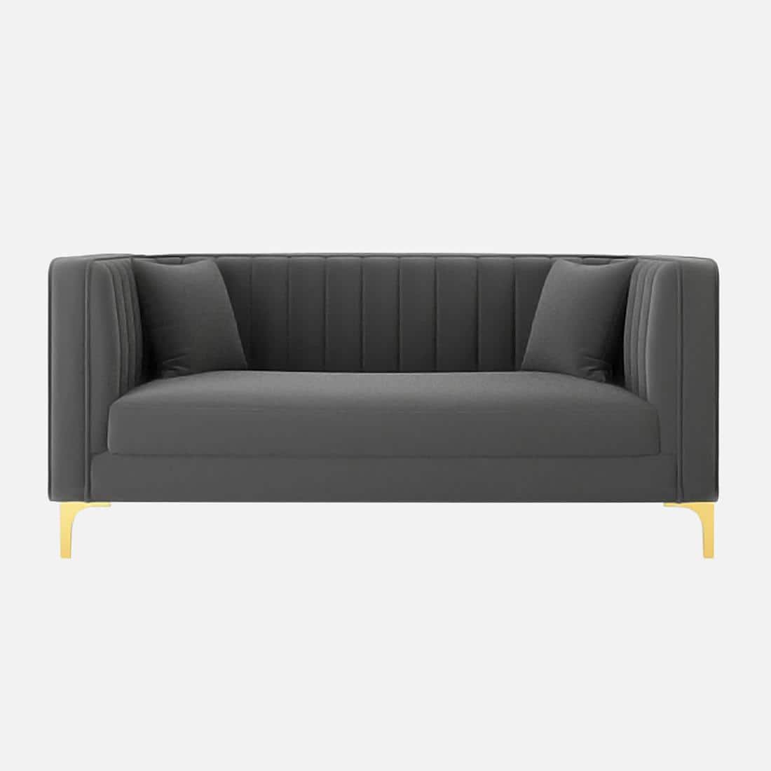 Texude Velvet 2 Seater Sofa Dark Grey