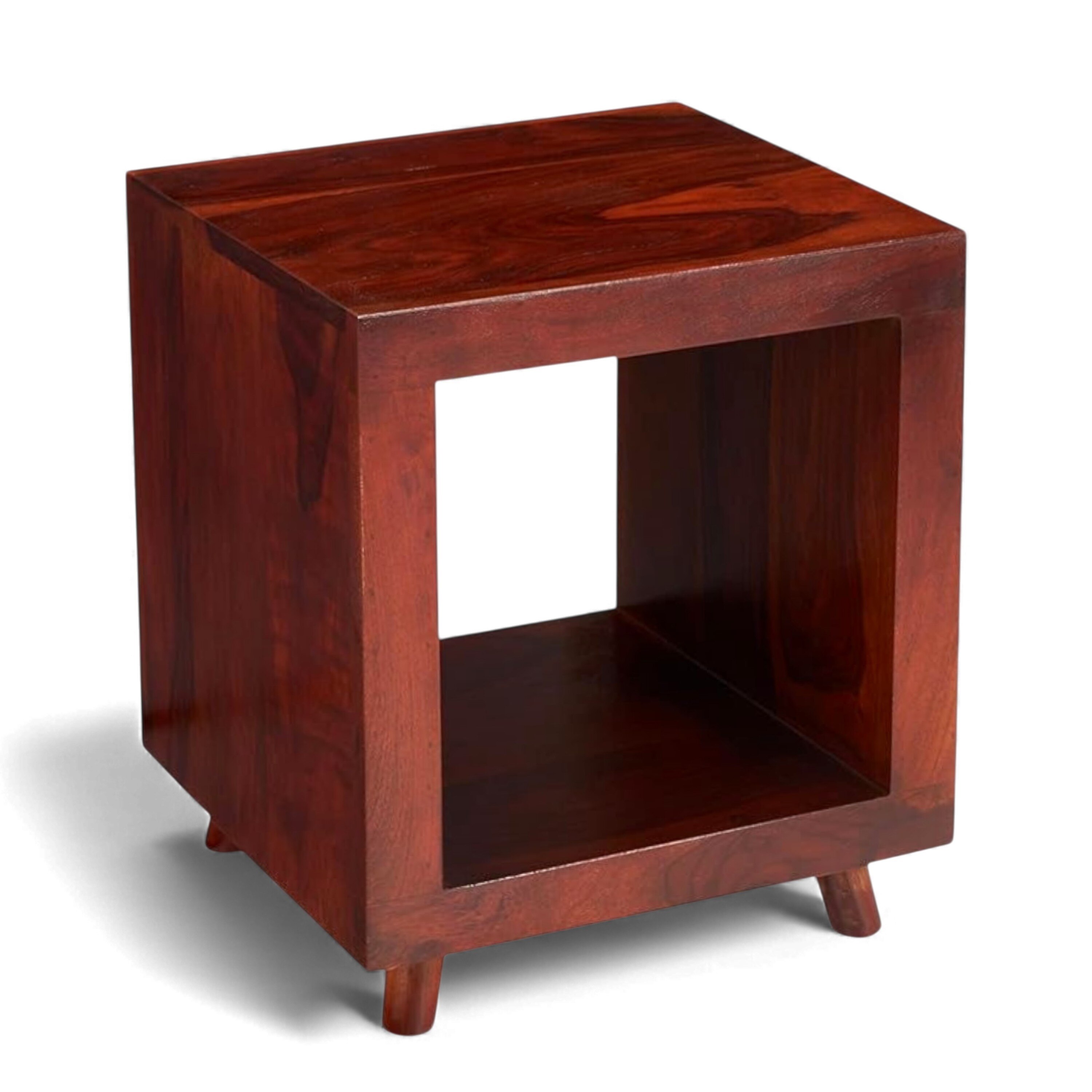 Berlin Sheesham Wood Contemporary Rectangle End Table Side Table In Honey Finish