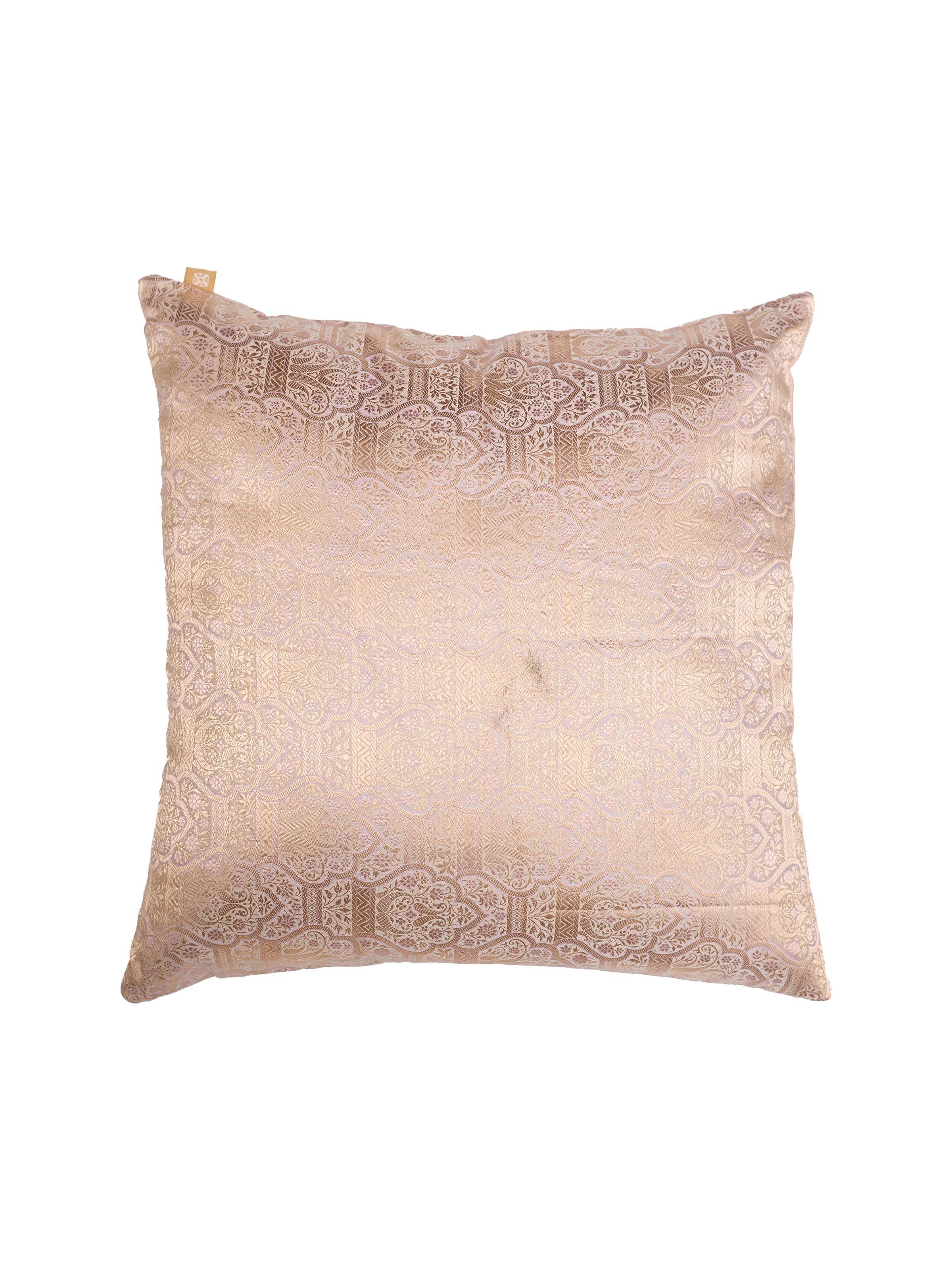 Awadh  Jharokha Lavendar Banarasi Handloom Silk Cushion Cover