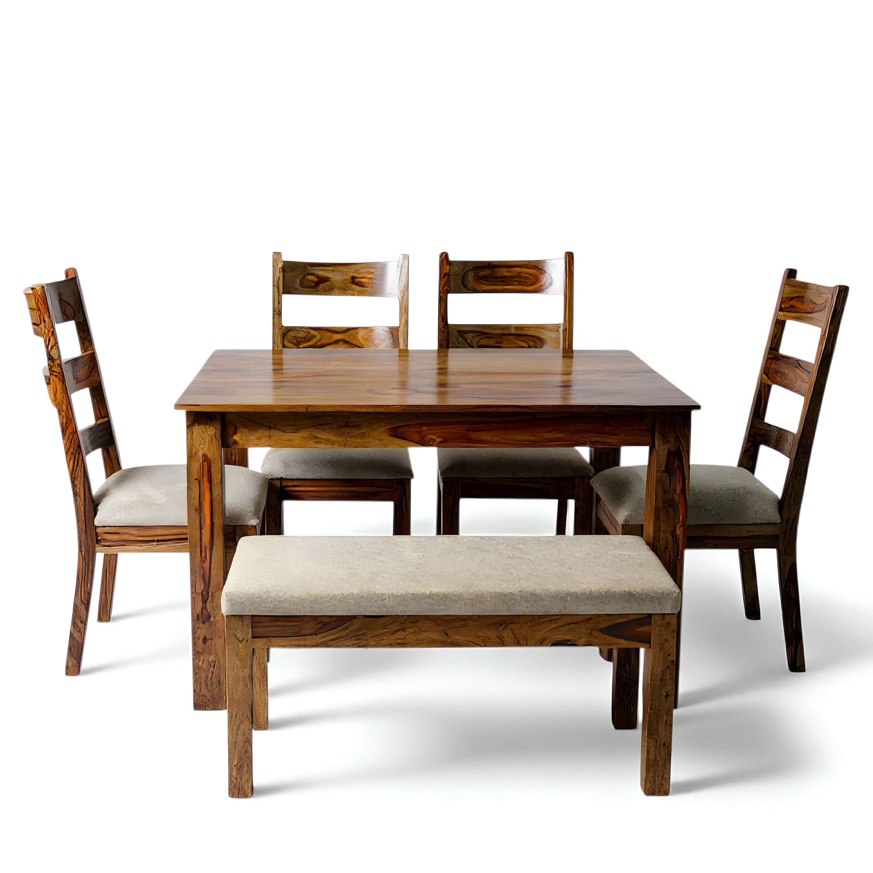 Oakmont Sheesham Wood Accent 6 Seater Dining Set With Teak Finish