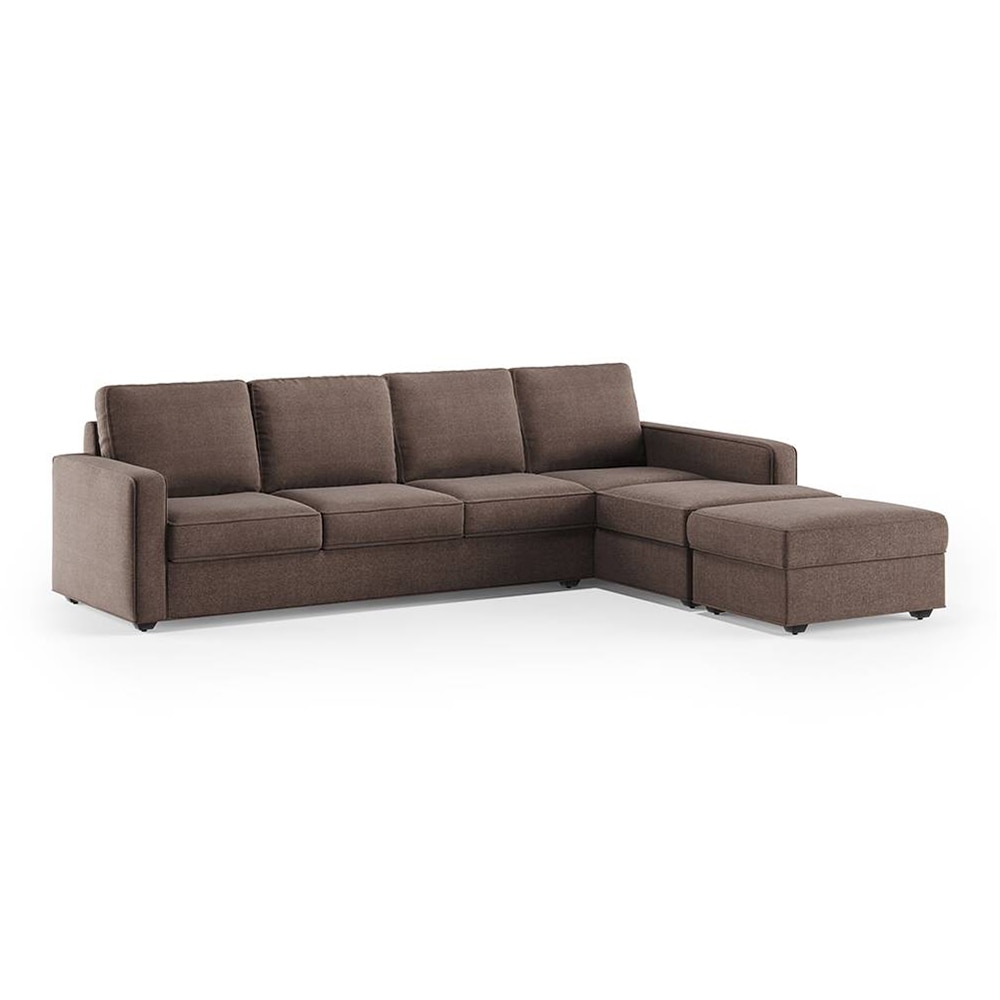 Apollo Sofa (Colour : Daschund Brown, Cushion : Hard, Back Type : Regular, Seating Capacity : Right Aligned 3 Seater + Right Aligned Chaise)