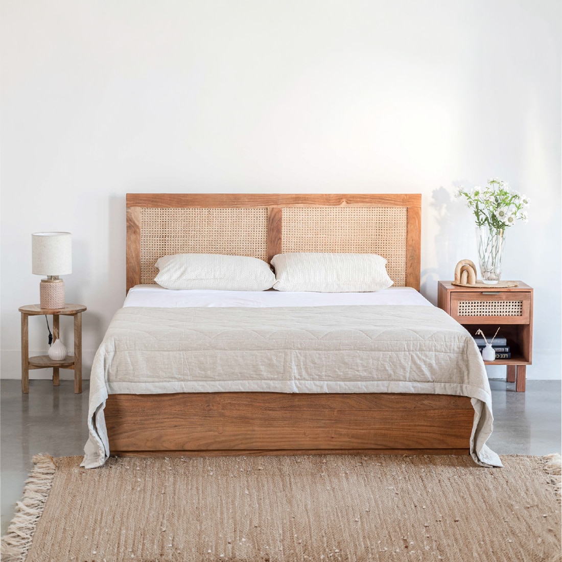 Kyoto Solid Wood Queen Hydraulic Bed in Brown Colour - Orange Tree